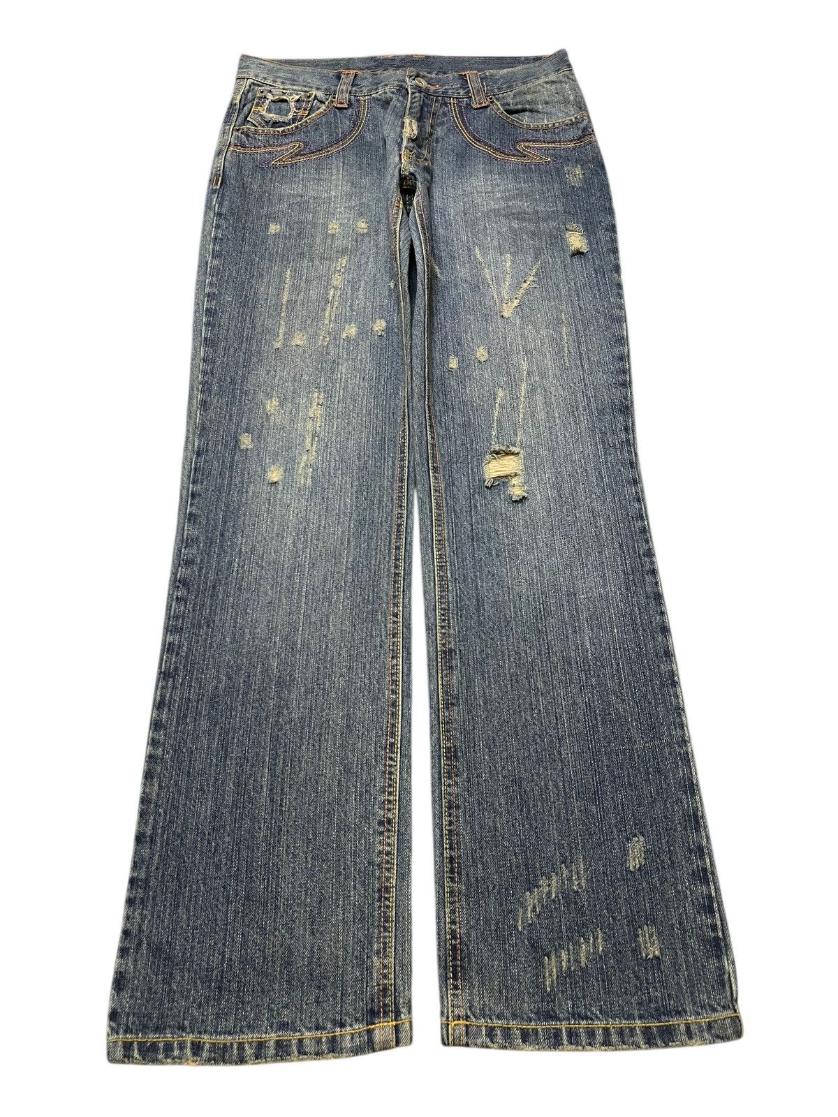 In The Attic Vintage Japanese Brand Faded Wash Style Distress Loose Jeans Size US 32 / EU 48 - 1 Thumbnail