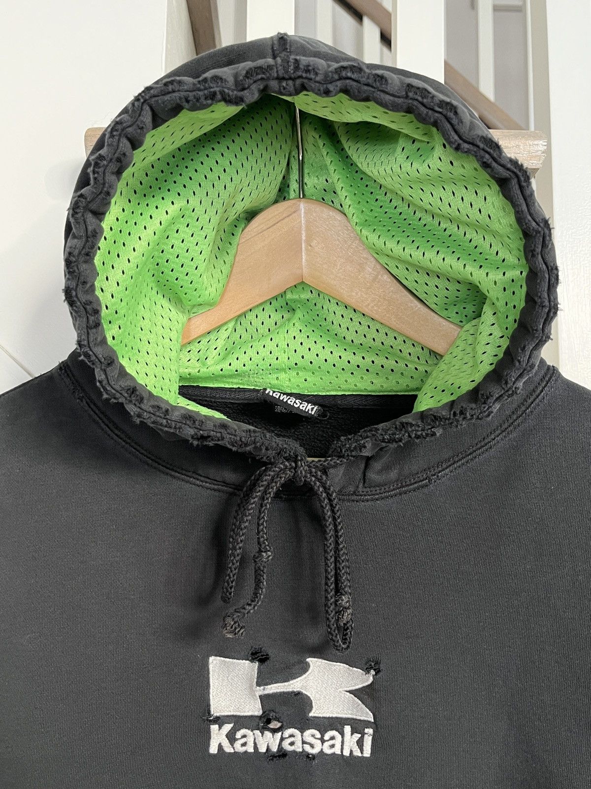 Unsound Rags × Vintage Crazy Vintage Kawasaki Hoodie Thrashed Size US L / EU 52-54 / 3 - 12 Thumbnail