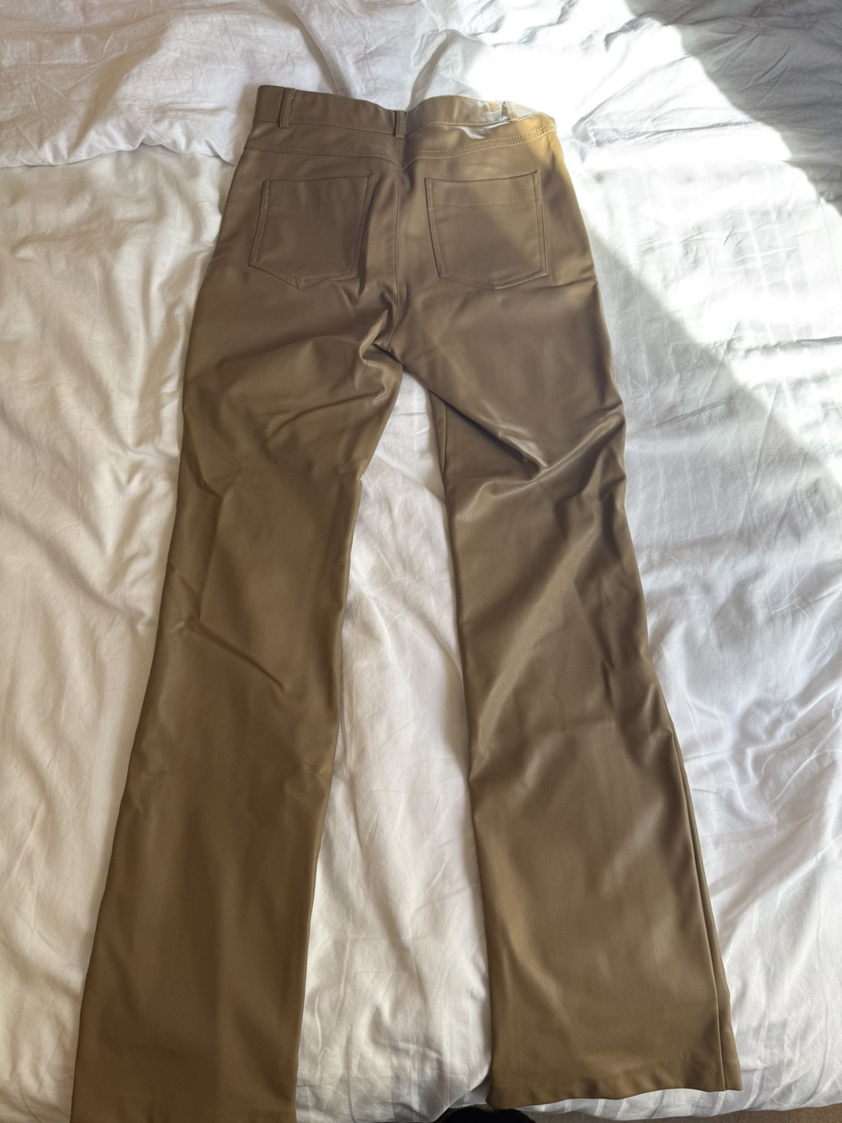 Zara Zara Tan Faux Leather leggings Size 28" / US 6 / IT 42 - 3 Thumbnail