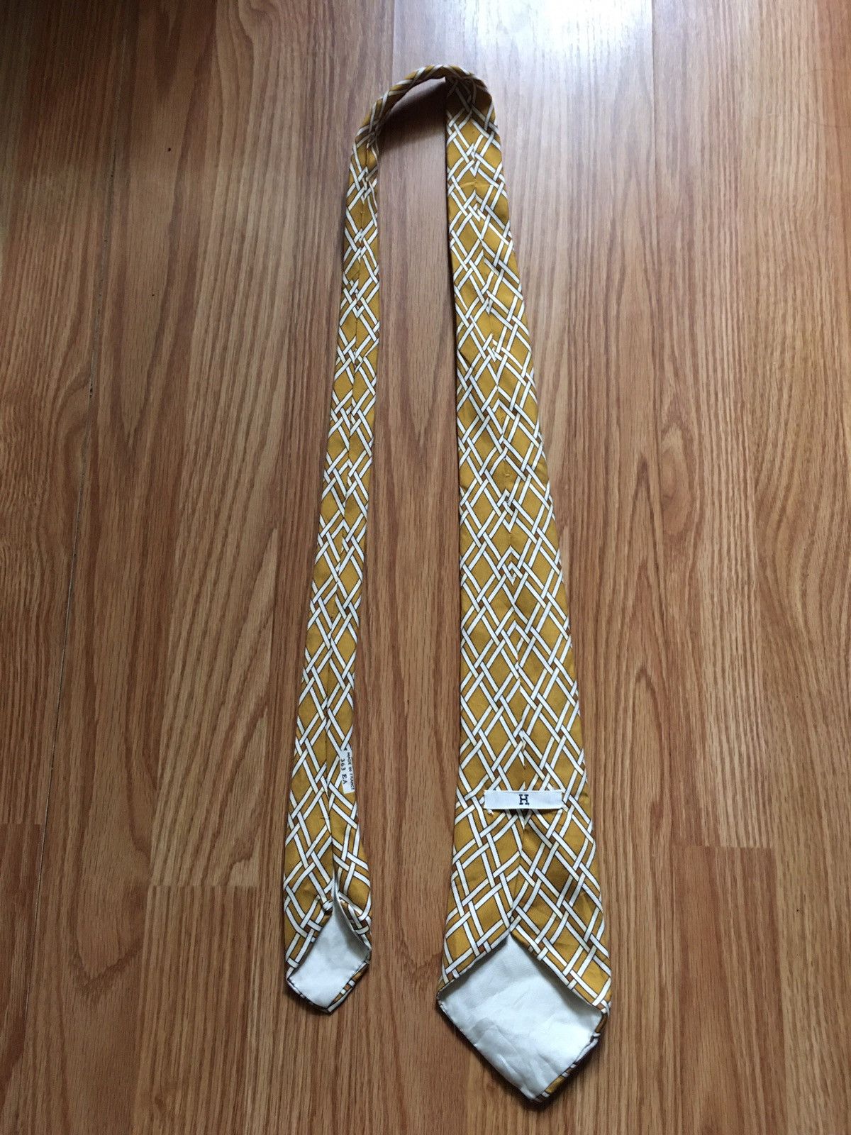 Hermes HERMES Paris Vintage Rhombus Pattern 363 EA Silk Mens Tie Size ONE SIZE - 10 Thumbnail