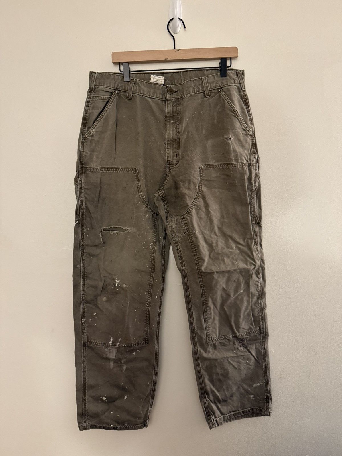 Carhartt Vintage Thrashed Faded Carhartt Double Knee Olive 4gseller Size US 32 / EU 48 - 2 Thumbnail