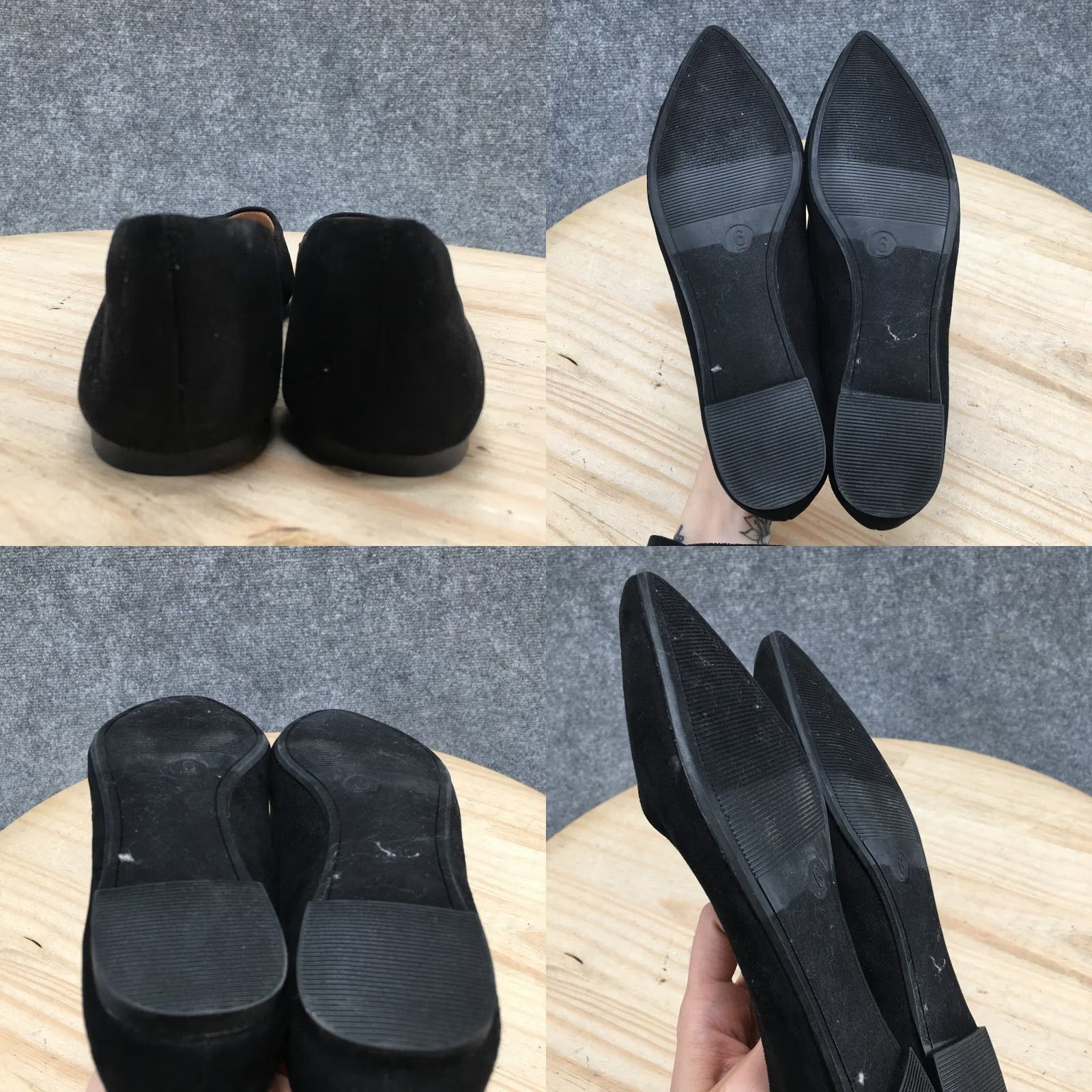 Vintage A New Day Ballet Flats Womens 6 Black Slip On Pointed Toe Suede Casual Flat Shoes Size US 6 / IT 36 - 8 Thumbnail