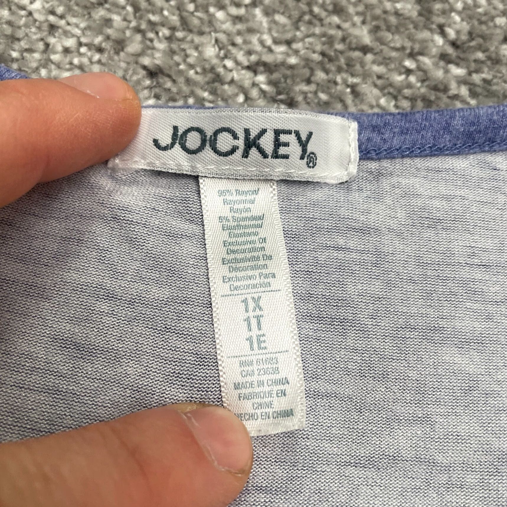 Jockey Jockey T-Shirt Womens 1X Purple V-Neck Short Sleeve Basic Stretch Tee Top Shirt Size XL / US 12-14 / IT 48-50 - 4 Thumbnail