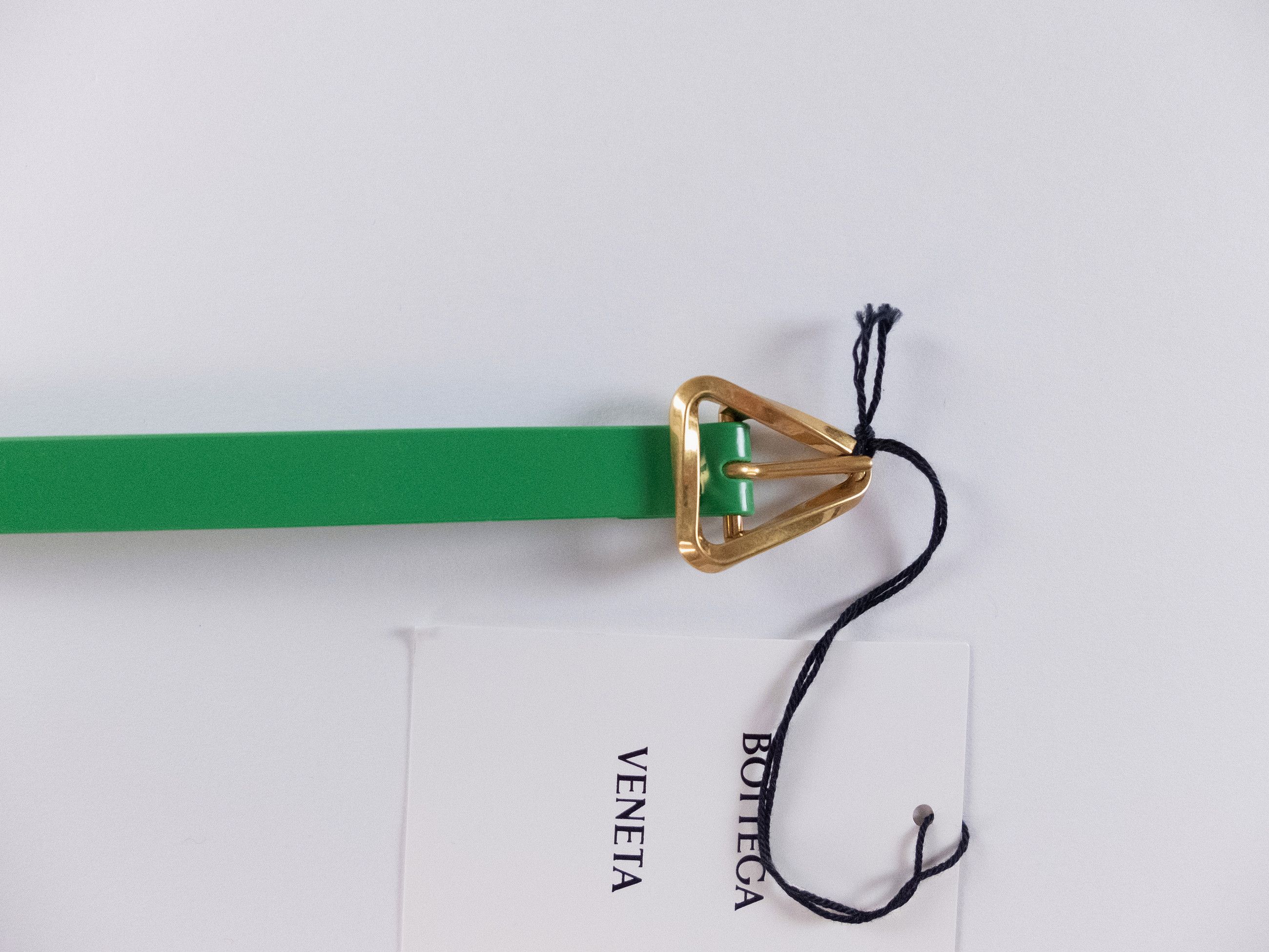 Bottega Veneta BOTTEGA VENETA Grasp green & gold triangle leather belt 75 Size ONE SIZE - 5 Thumbnail