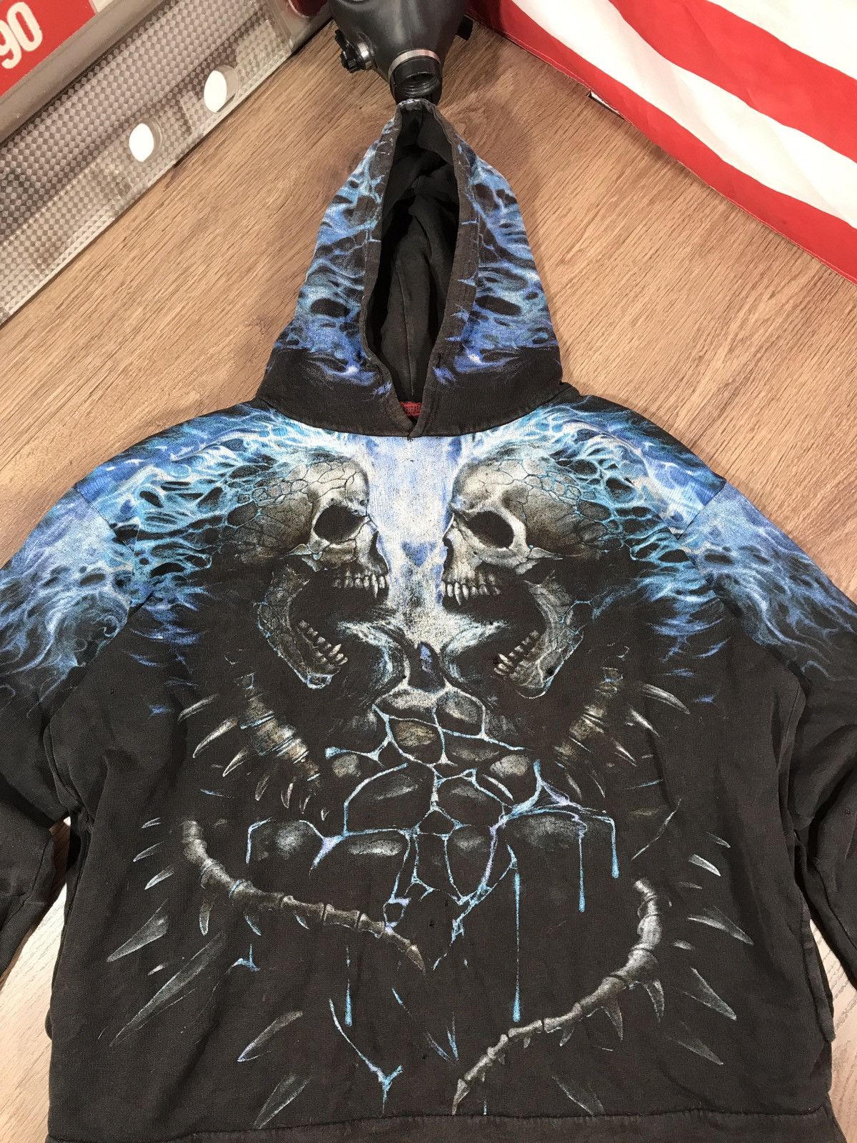 Vintage Vintage Distressed Spiral Skull Hoodie Size US XXL / EU 58 / 5 - 5 Thumbnail