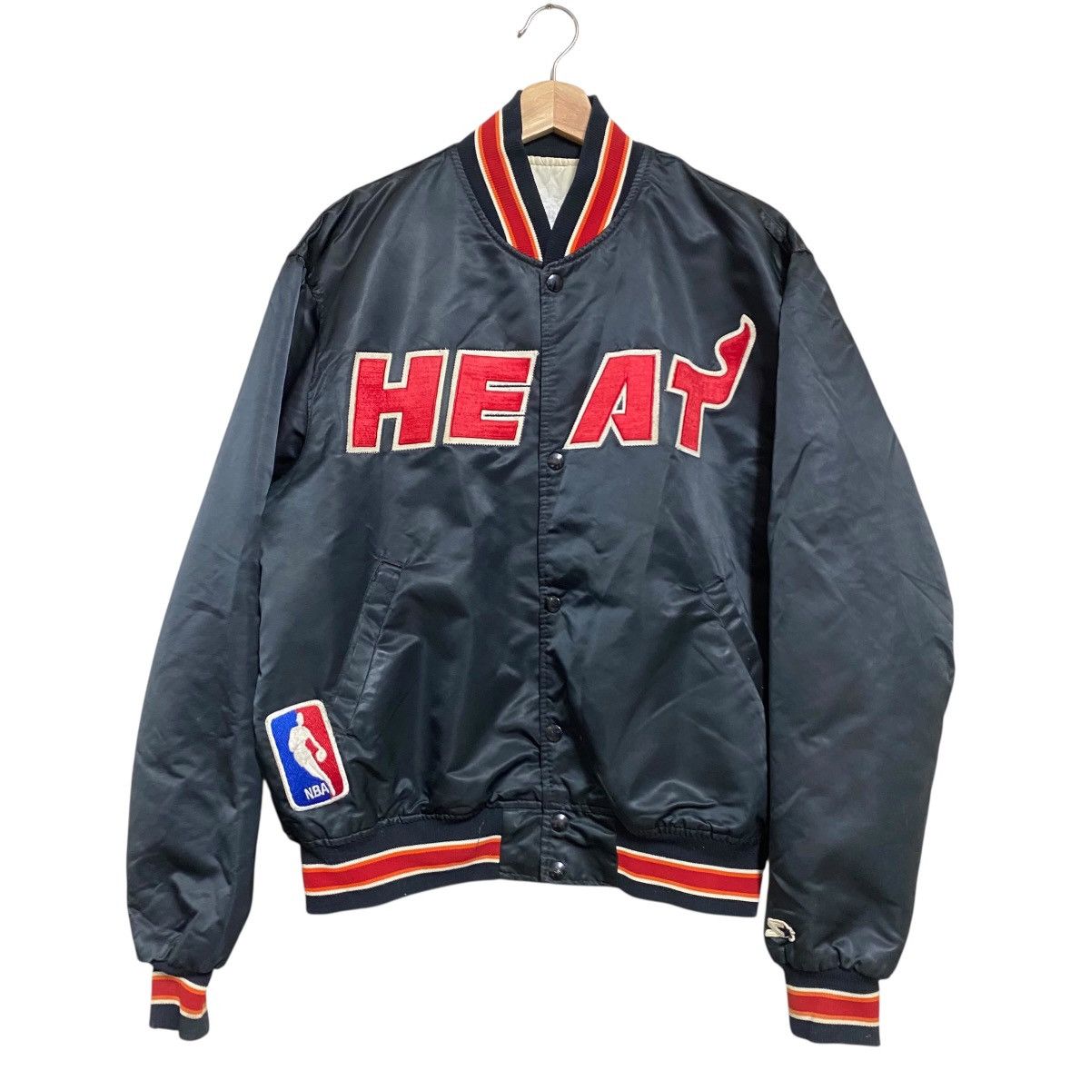 NBA Vintage 80s Miami Heat Sateen Bomber Jacket Starter Size US L / EU 52-54 / 3 - 1 Thumbnail