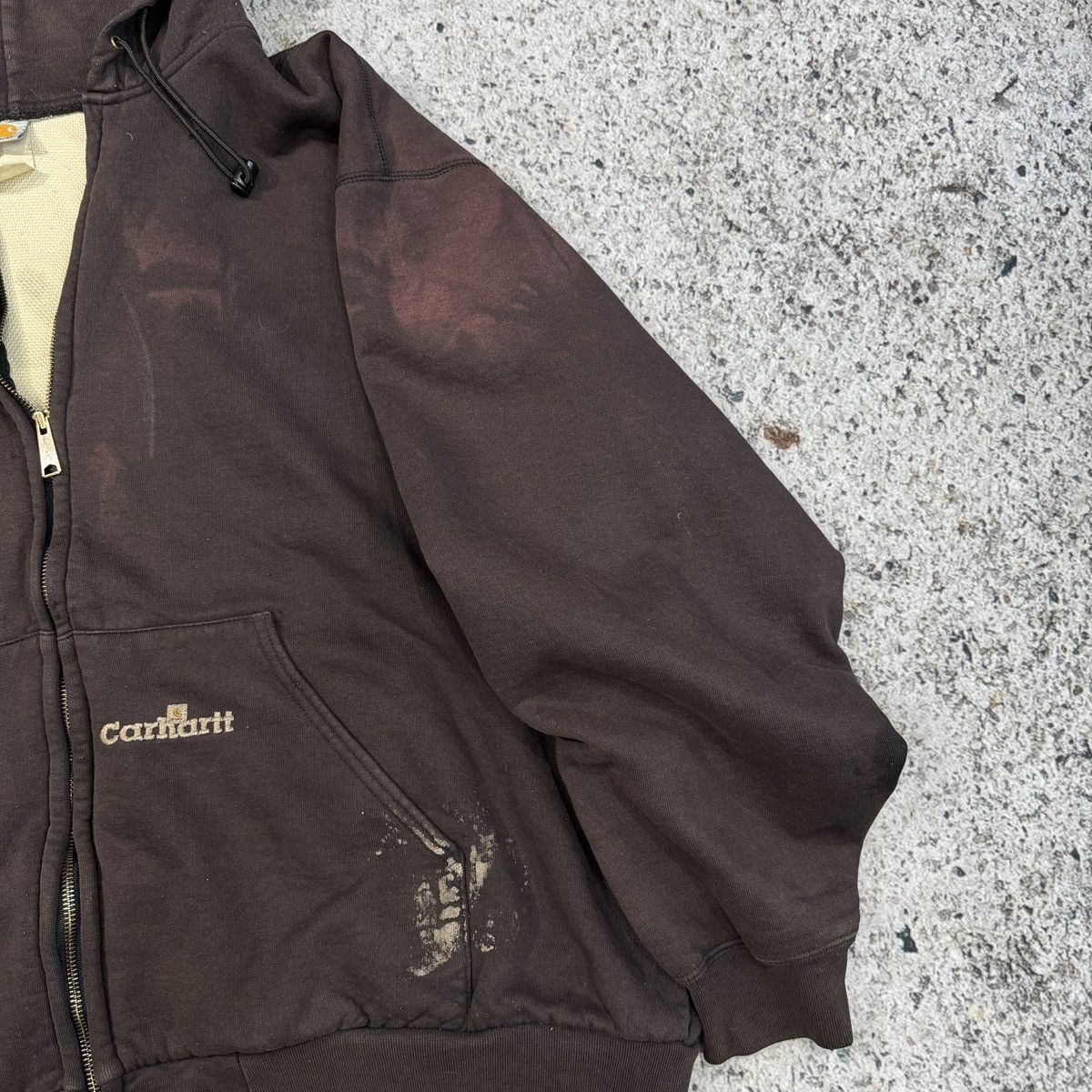 Vintage Carhartt Thrashed Faded Thermal Lined Zip Hoodie ERD GRUNGE Size US XXL / EU 58 / 5 - 10 Thumbnail