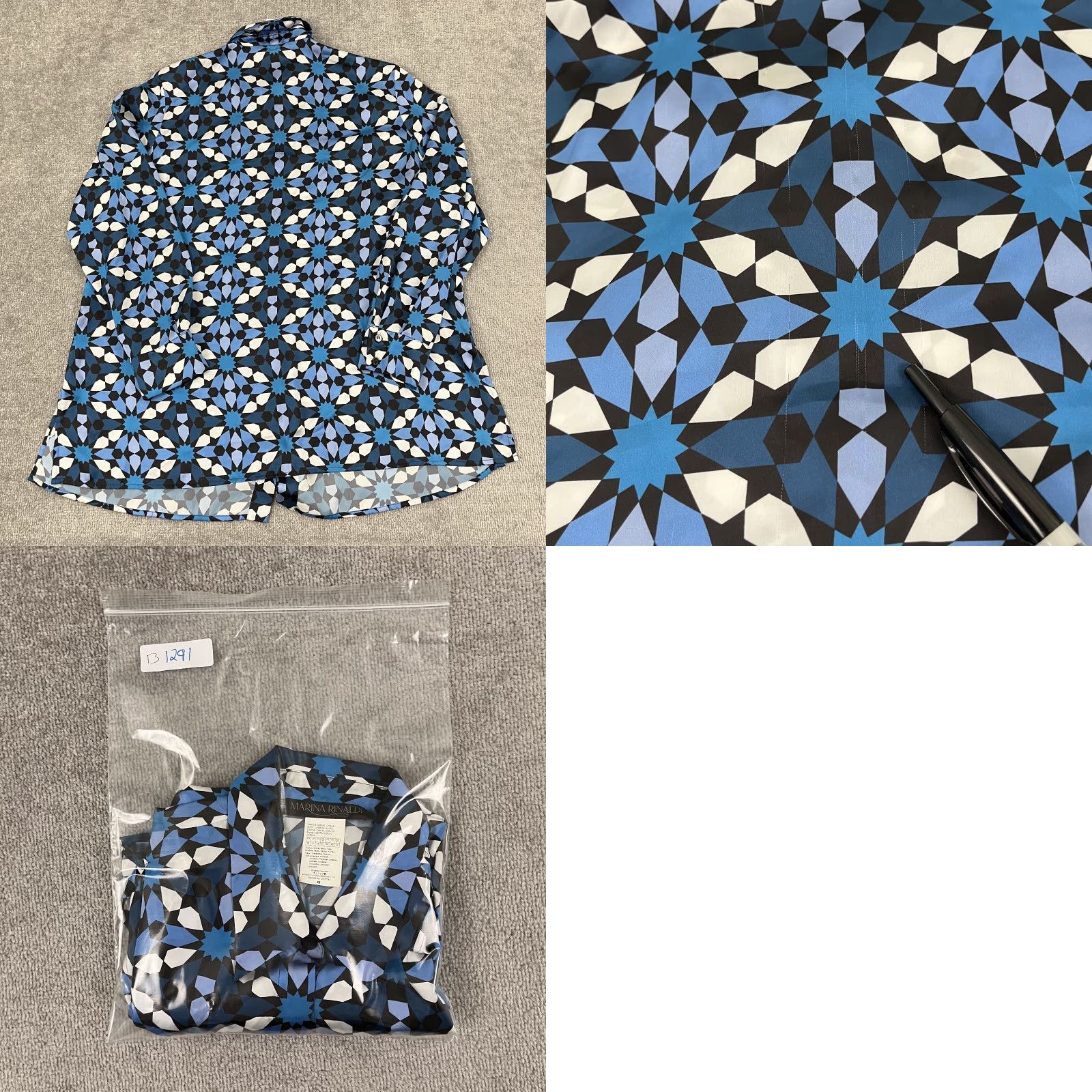 Marina Rinaldi Marina Rinaldi Shirt Womens Size MX 25 US 16 Blue Geometric Artsy Button Up Top Size XXL / US 16-18 / IT 52-54 - 8 Thumbnail