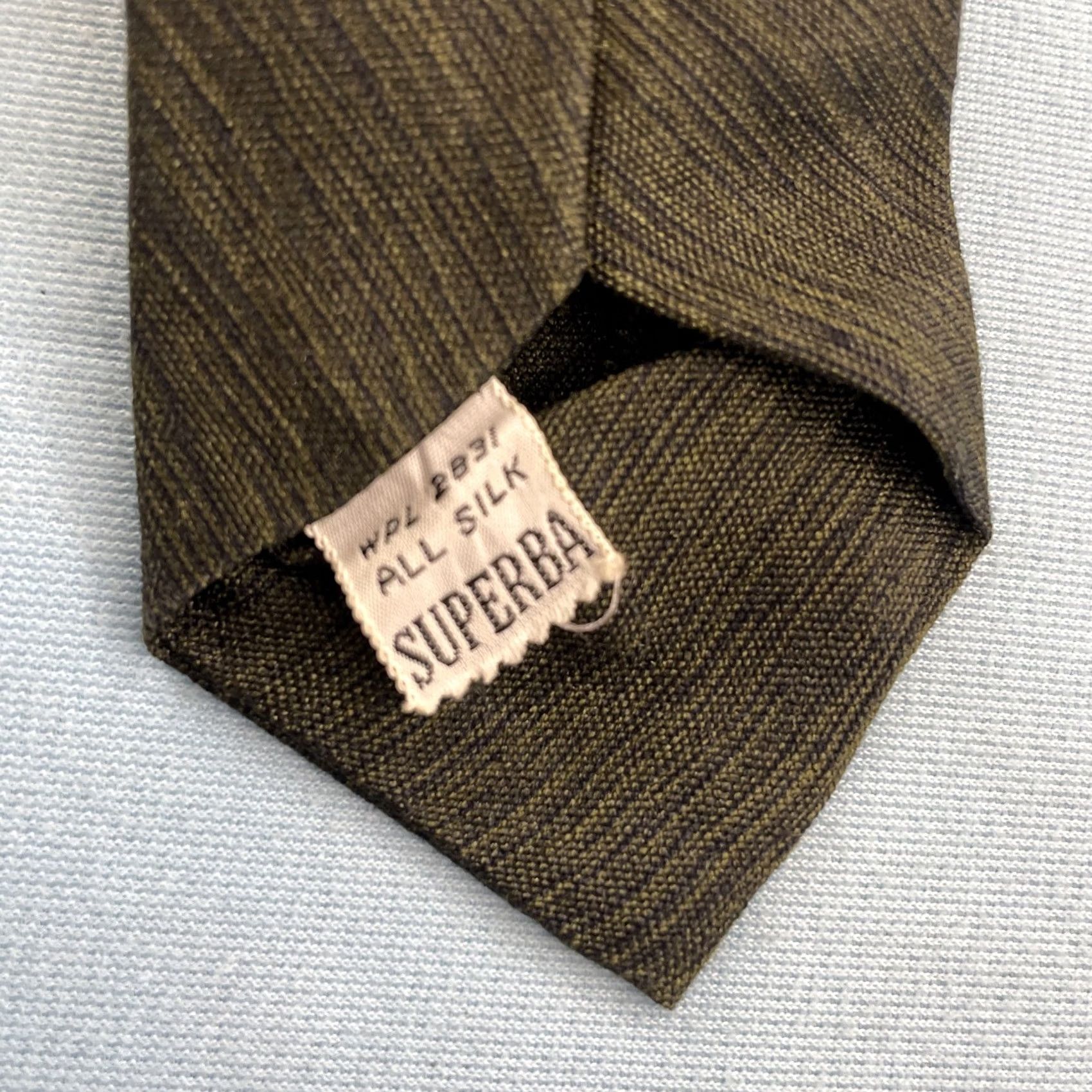 MCM vtg 60s Superba All Silk Skinny Tie MCM Slim Capsule Necktie Green Gray 2.2x58 Capsule Narrow Necktie Size ONE SIZE - 6 Thumbnail