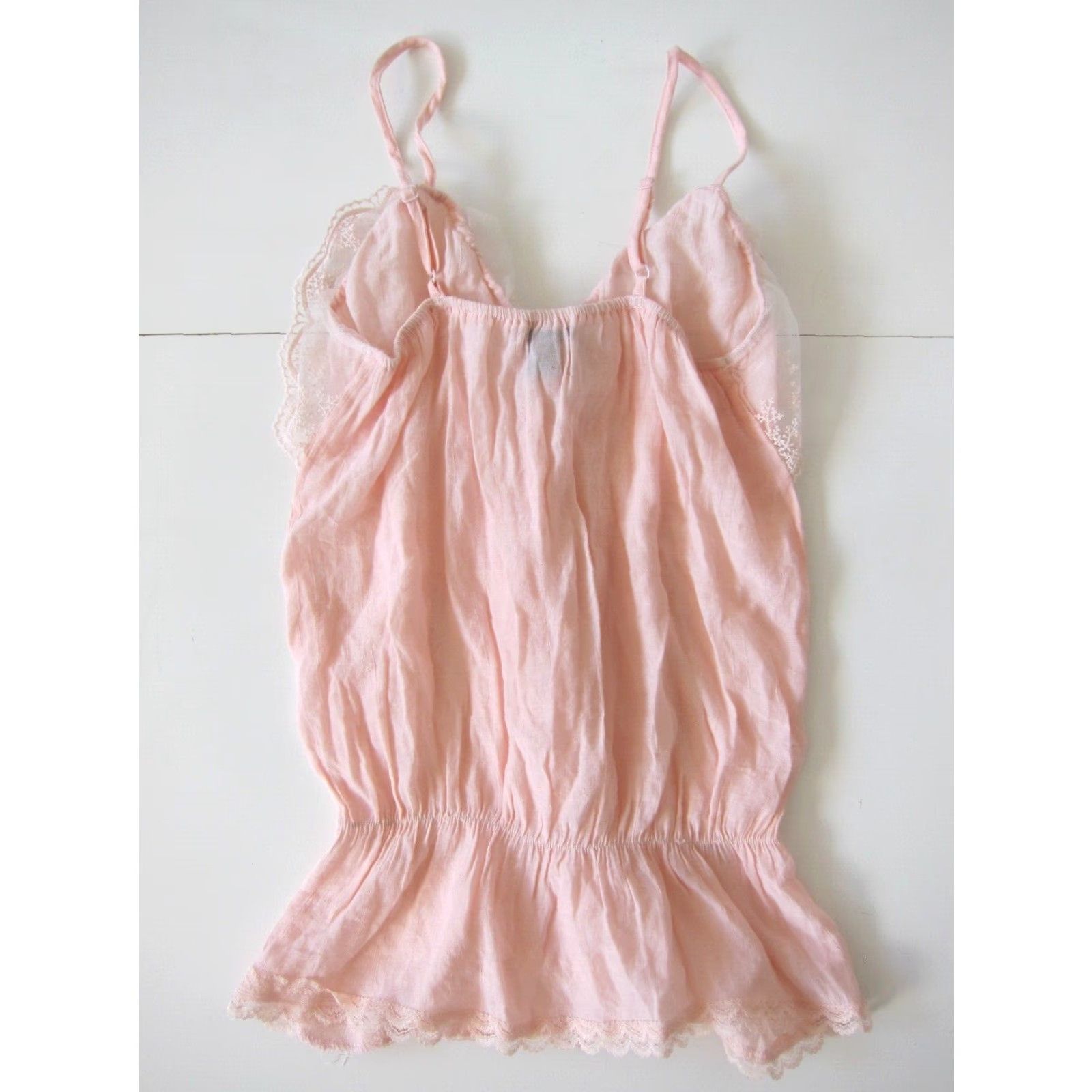 Vintage Poetry Tank Women M Light Pink Lace Spaghetti Strap Rayon Blouse Top Womens Size M / US 6-8 / IT 42-44 - 2 Thumbnail