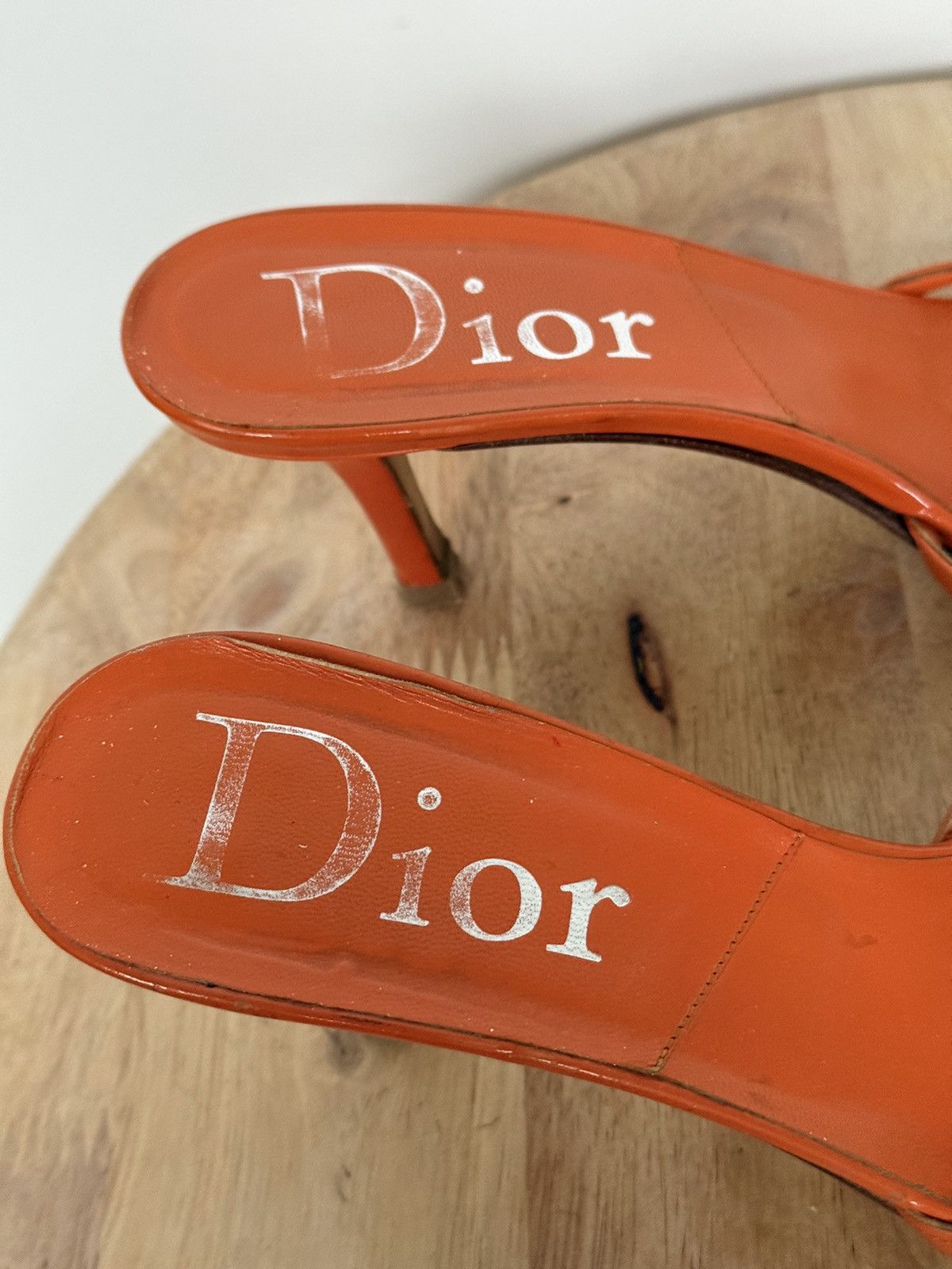 Dior × Vintage Dior Orange Leather Mules Sandals Straps Size US 6 / IT 36 - 6 Thumbnail