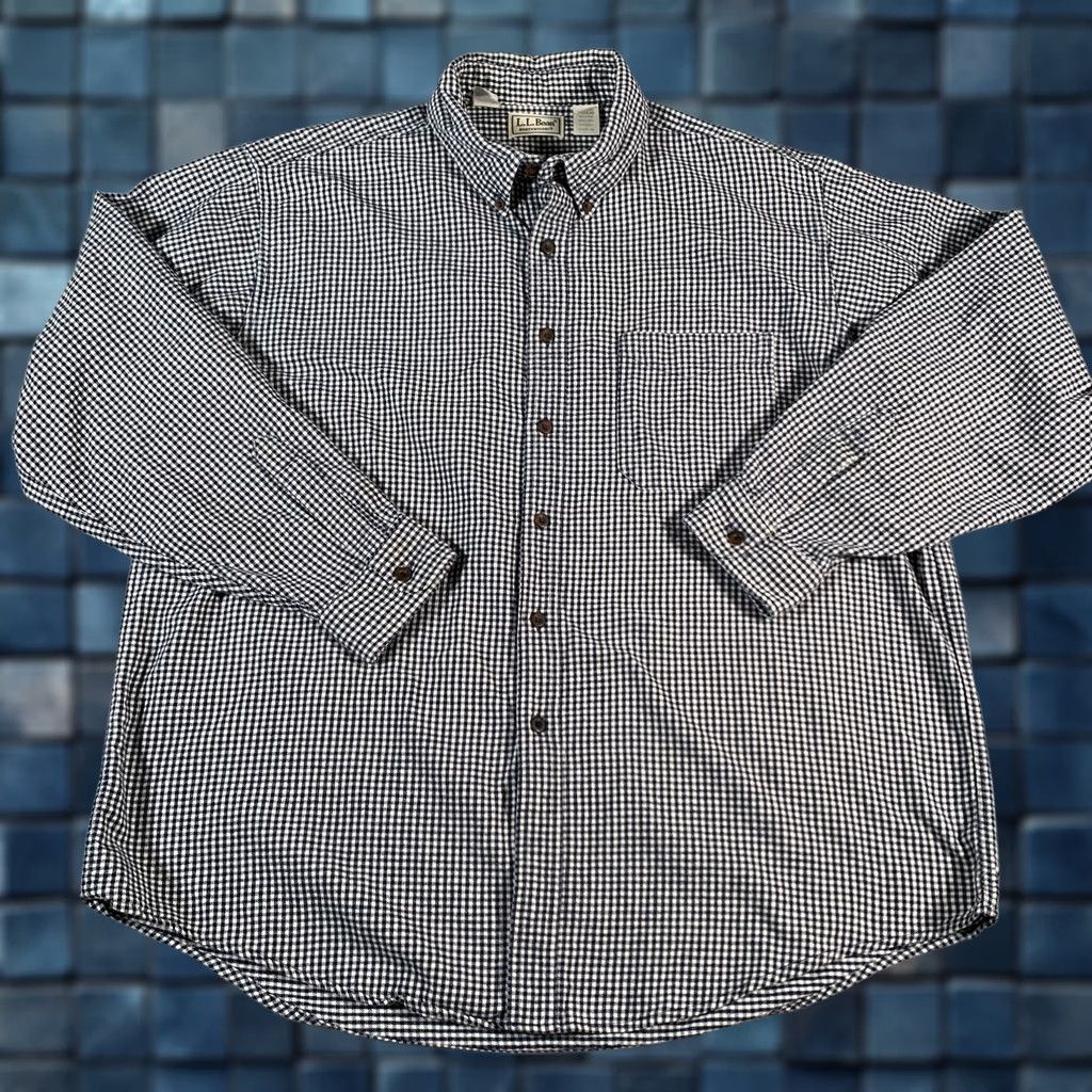 Vintage LL Bean Northwoods Shirt Mens XL Flannel Blue White Check Button Down USA Size US XL / EU 56 / 4 - 1 Thumbnail