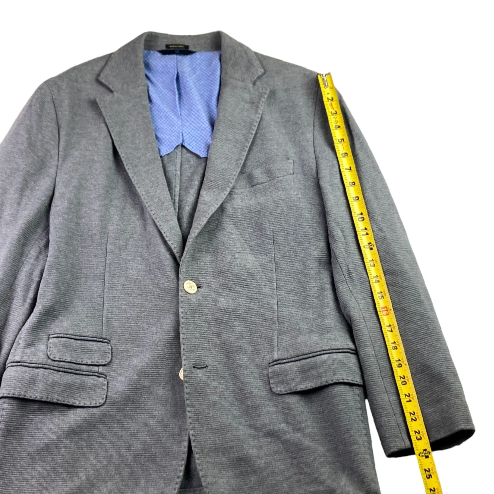 Massimo Dutti Massimo Dutti Blazer Men’s US 44 S Knit Unlined 2-Button Gray Elbow Patches Size 44R - 7 Thumbnail
