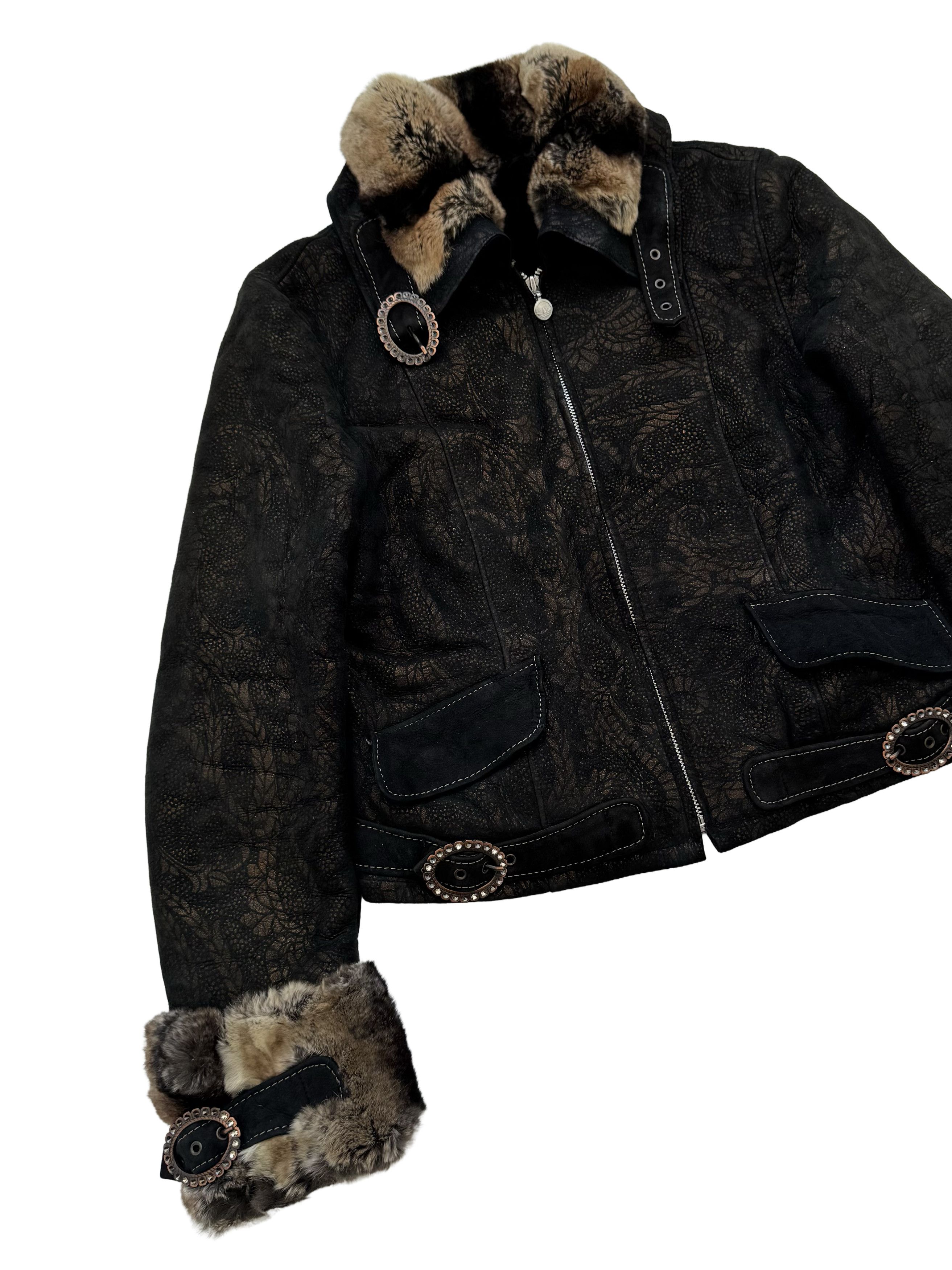 Vintage Vintage Real Sheepskin Cropped Jacket With Straps Size L / US 10 / IT 46 - 6 Thumbnail