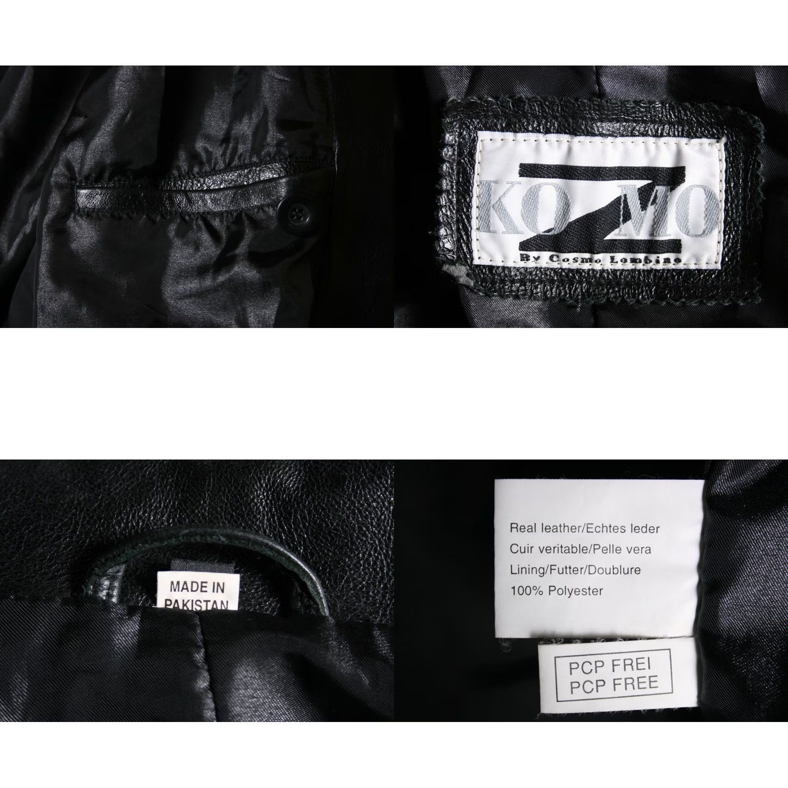 Doublet VINTAGE Cosmo Lombino KOZMO Black Leather Double Breasted Coat Coat Mens S Black 90s Style - Car Coat Size US S / EU 44-46 / 1 - 9 Thumbnail