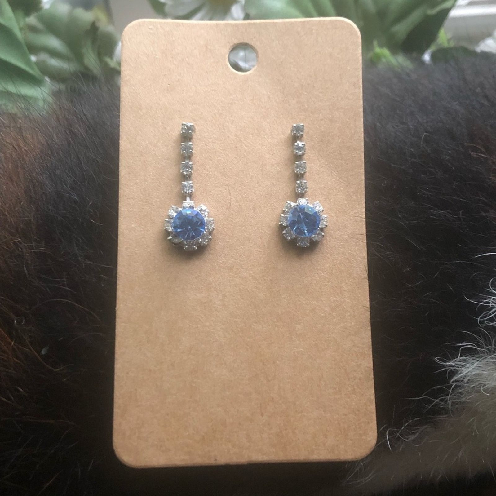 Vintage Vintage baby blue dangle rhinestone pierced earrings Size ONE SIZE - 1 Thumbnail