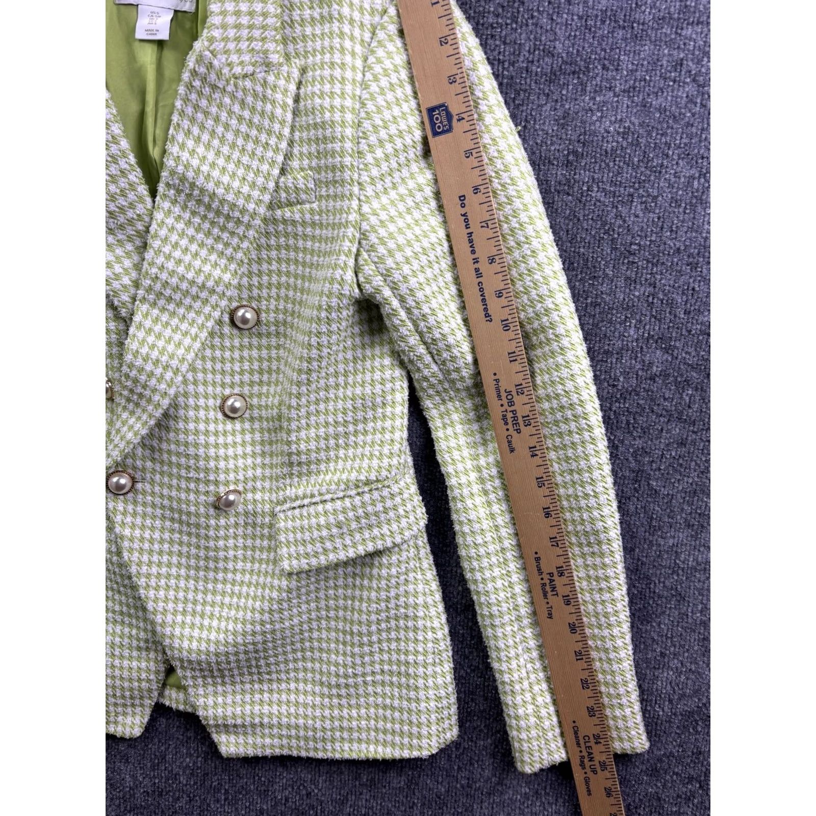 Vintage VINTAGE House of Harlow 1960 Blazer Womens Small Green Tweed Double Breasted Check Size S / US 4 / IT 40 - 4 Thumbnail
