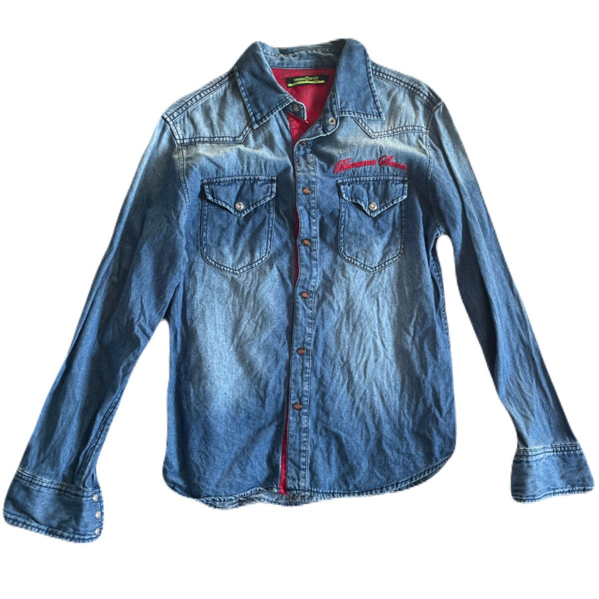 If Six Was Nine 2000s Japanese archive Vkei Gyaruo Poem Denim Shirts Y2K Size US S / EU 44-46 / 1 - 4 Thumbnail