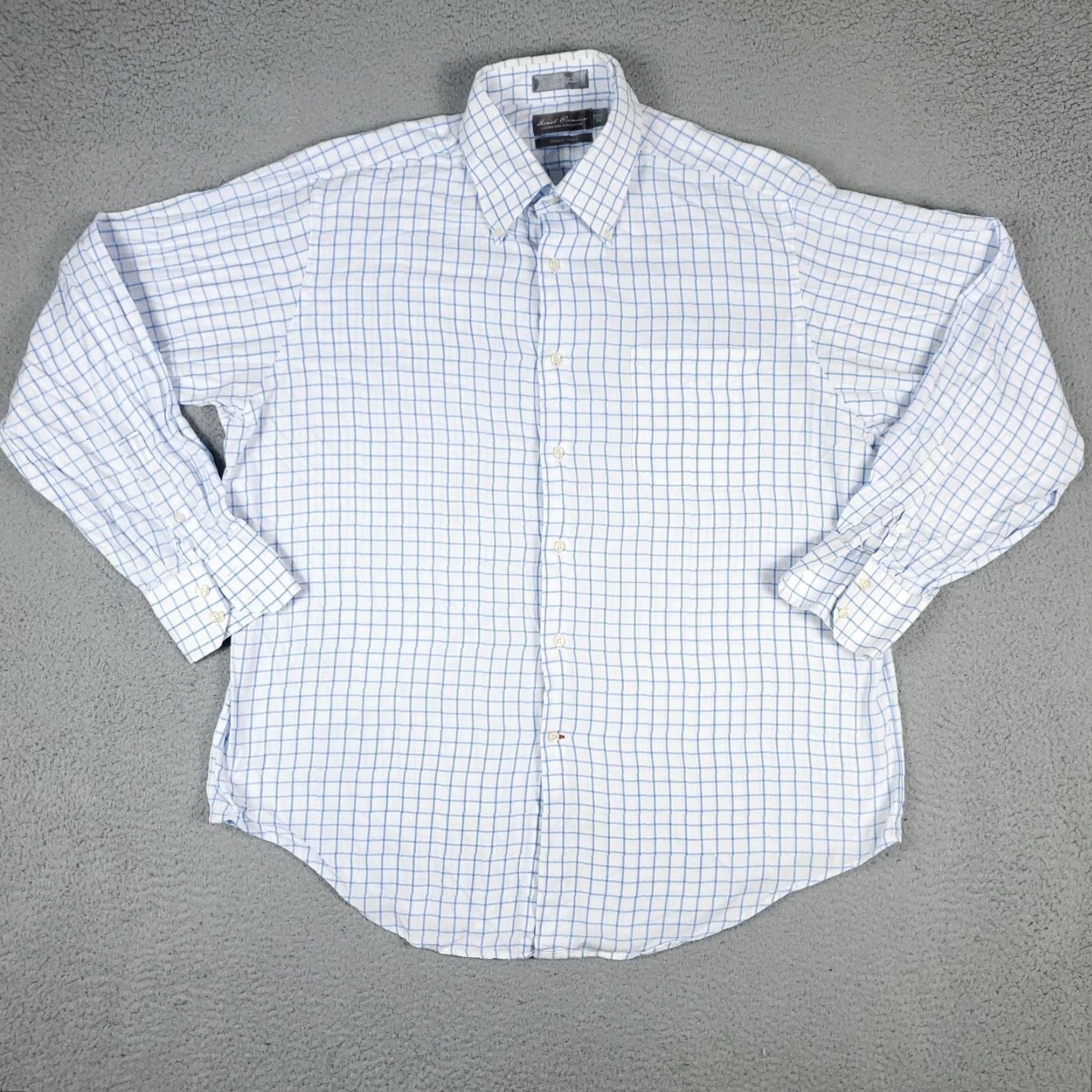 Cremieux VINTAGE Daniel Cremieux Shirt Blue Check Button-Up 17.5 Regular Adult Medium Blue 90s Concert Home Office Mens Size US XL / EU 56 / 4 - 2 Thumbnail