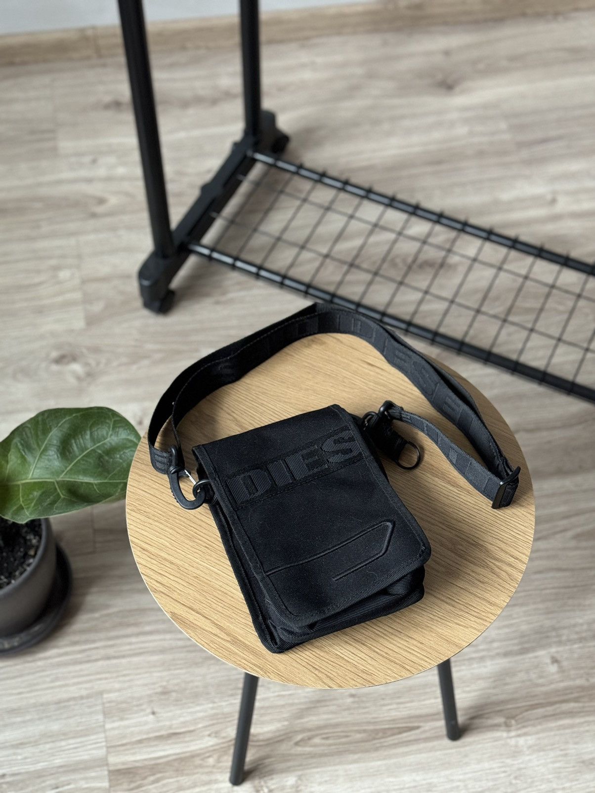 Y2K Diesel Spare Parts Messenger Shoulder Bag in Black, Men's
