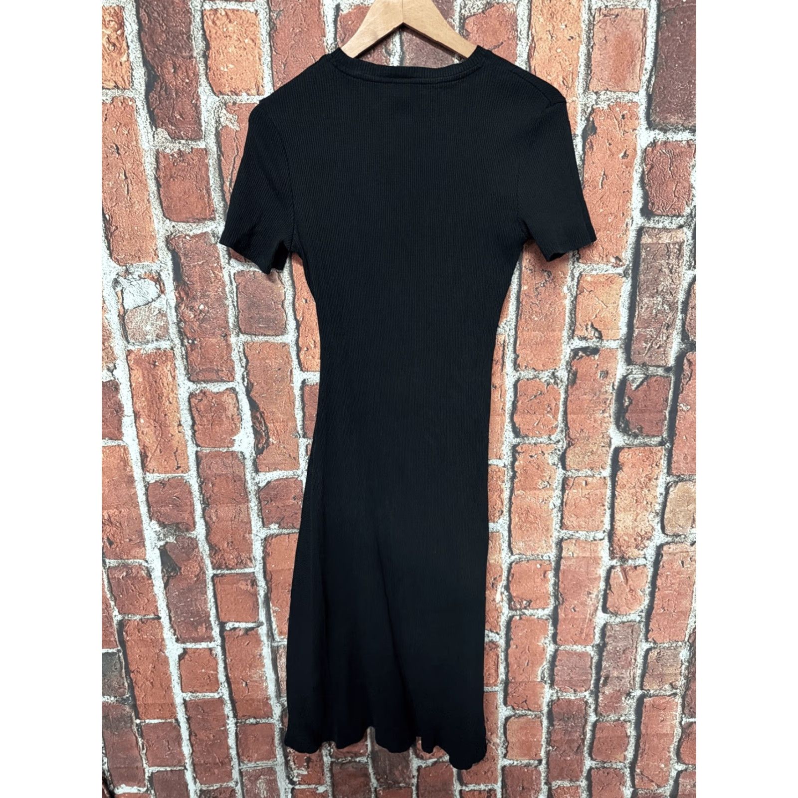 Zara Zara Women's Black Rib Knit Short Sleeve High Neck Mini Bodycon Sweater Dress S Size S / US 4 / IT 40 - 4 Thumbnail