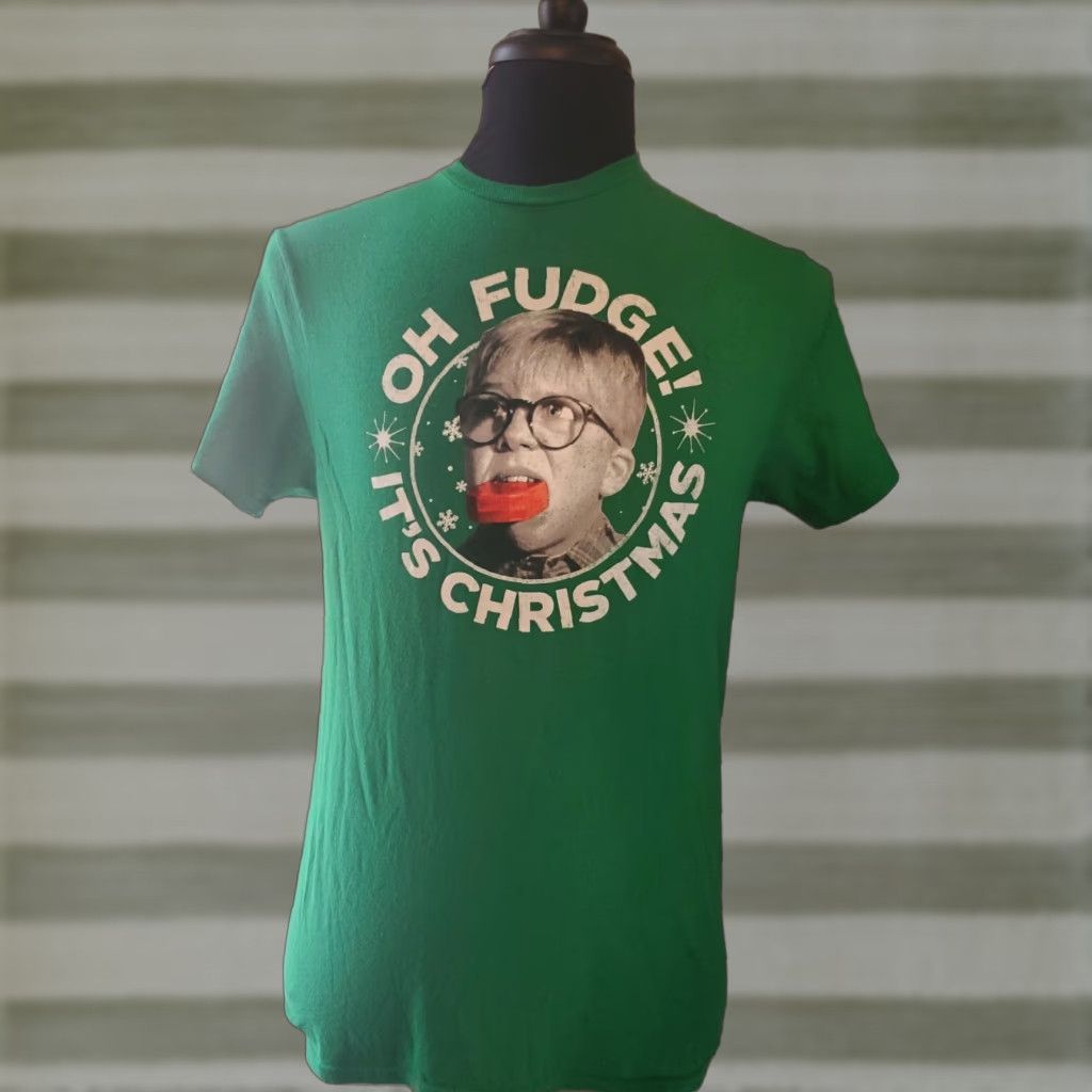 Vintage A Christmas Story T-Shirt Green Shirt Medium Adults Mens Crew Neck Ralphie Christmas Theme 90s? Size US M / EU 48-50 / 2 - 1 Thumbnail