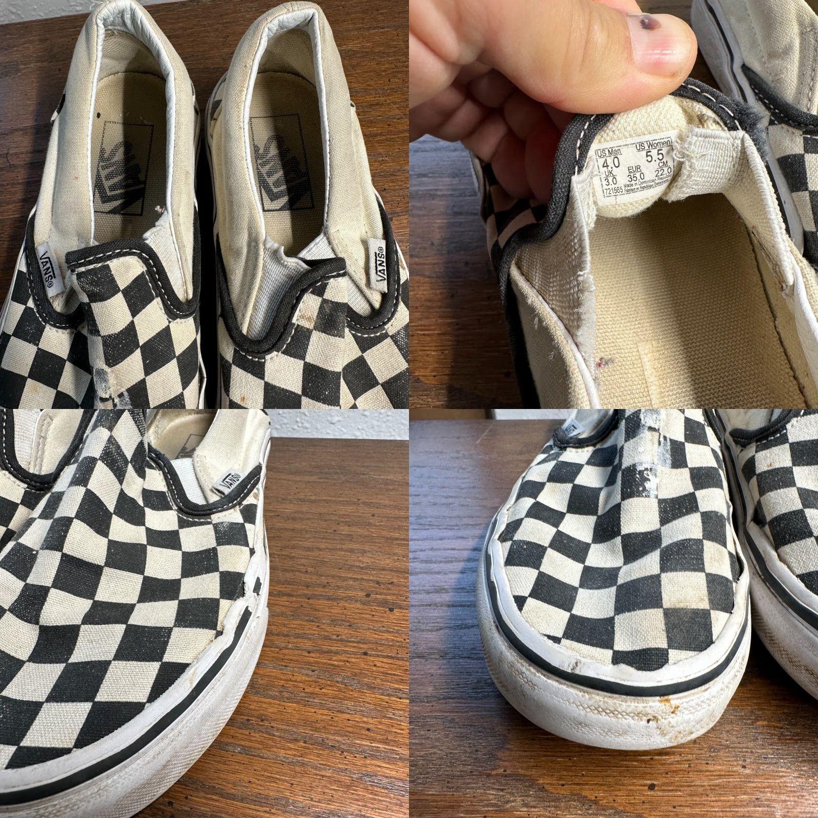 Vans VANS Shoes Womens 5.5 Black White Checker Low Top Lace Up Sneakers Ladies Size XS / US 0-2 / IT 36-38 - 8 Thumbnail