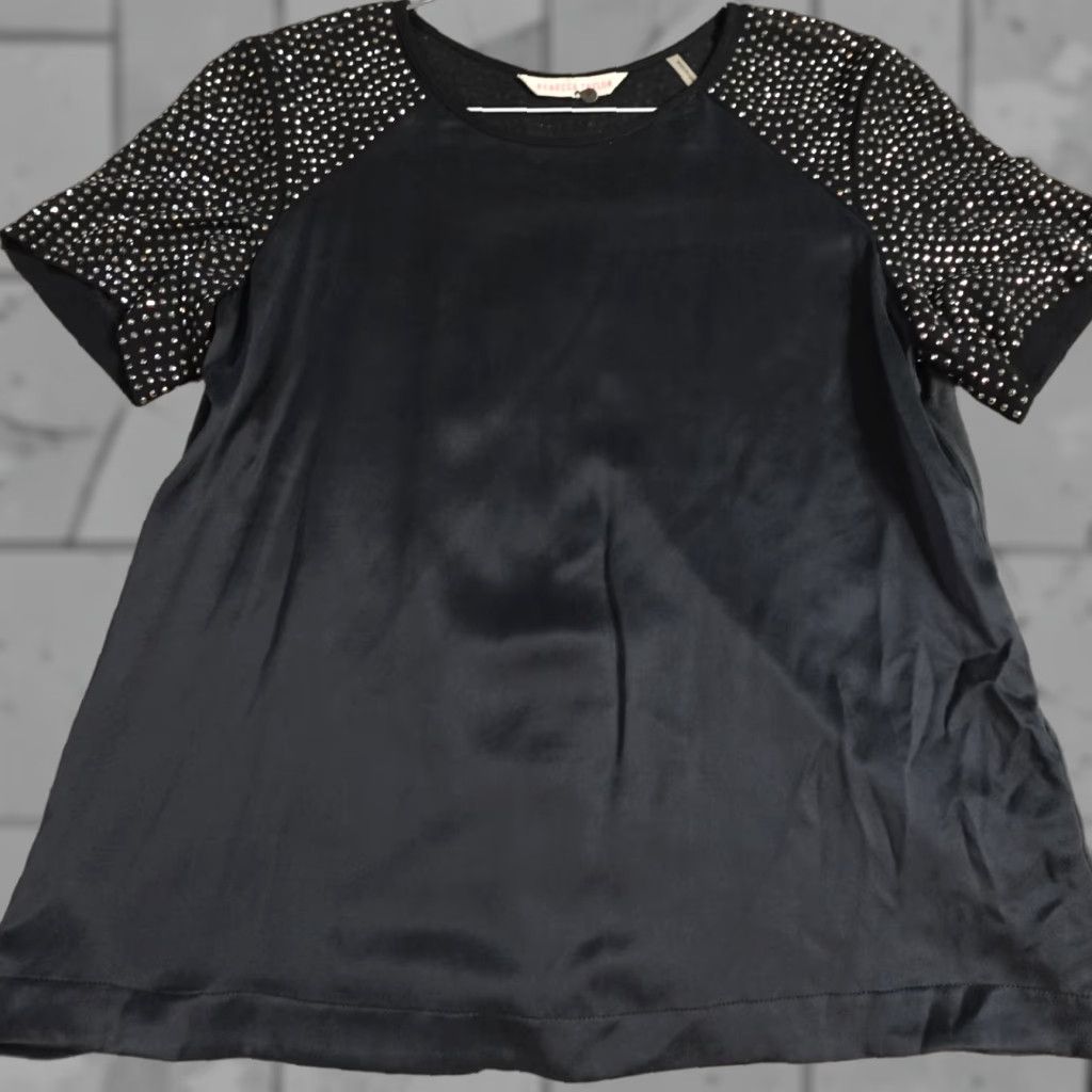 Rebecca Taylor Rebecca Taylor Blouse Top 2 Black Silk Sequins Short Sleeve Pullover Womens 2 Polyester Silk Sequin Solid Basic Everyday Favorites Size XS / US 0-2 / IT 36-38 - 1 Thumbnail