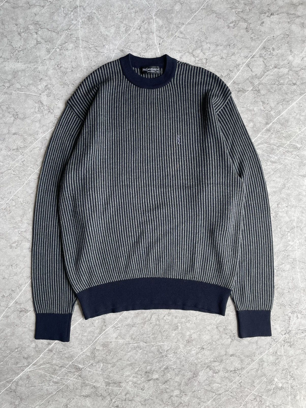 Yves Saint Laurent Yves Saint Laurent YSL Striped Sweatshirt Size US L / EU 52-54 / 3 - 1 Thumbnail