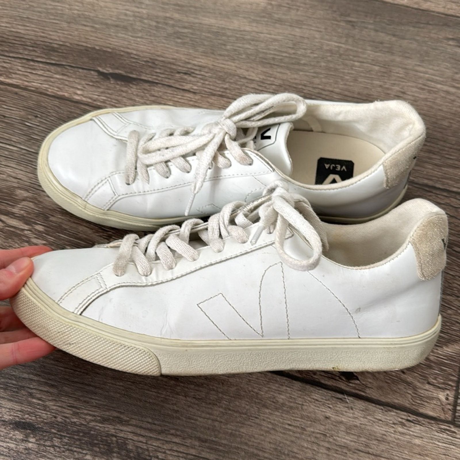 Veja Veja 8 Esplar Leather Logo Sneakers in White Size US 8 / IT 38 - 7 Thumbnail