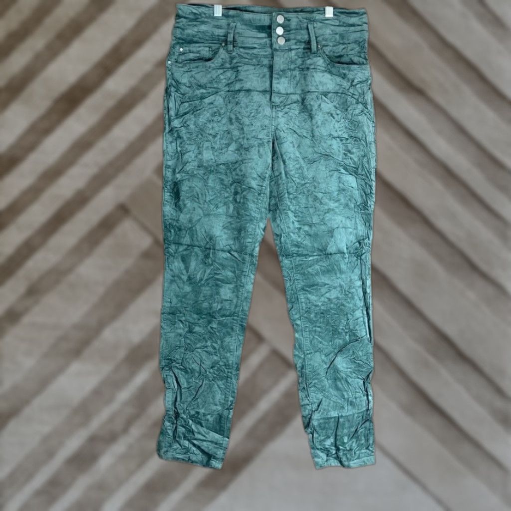 Ann Taylor Ann Taylor Womens Pants Green Velvet Curvy Fit High Rise Skinny Stretch 12 Size 24" / US 00 / IT 34 - 1 Thumbnail