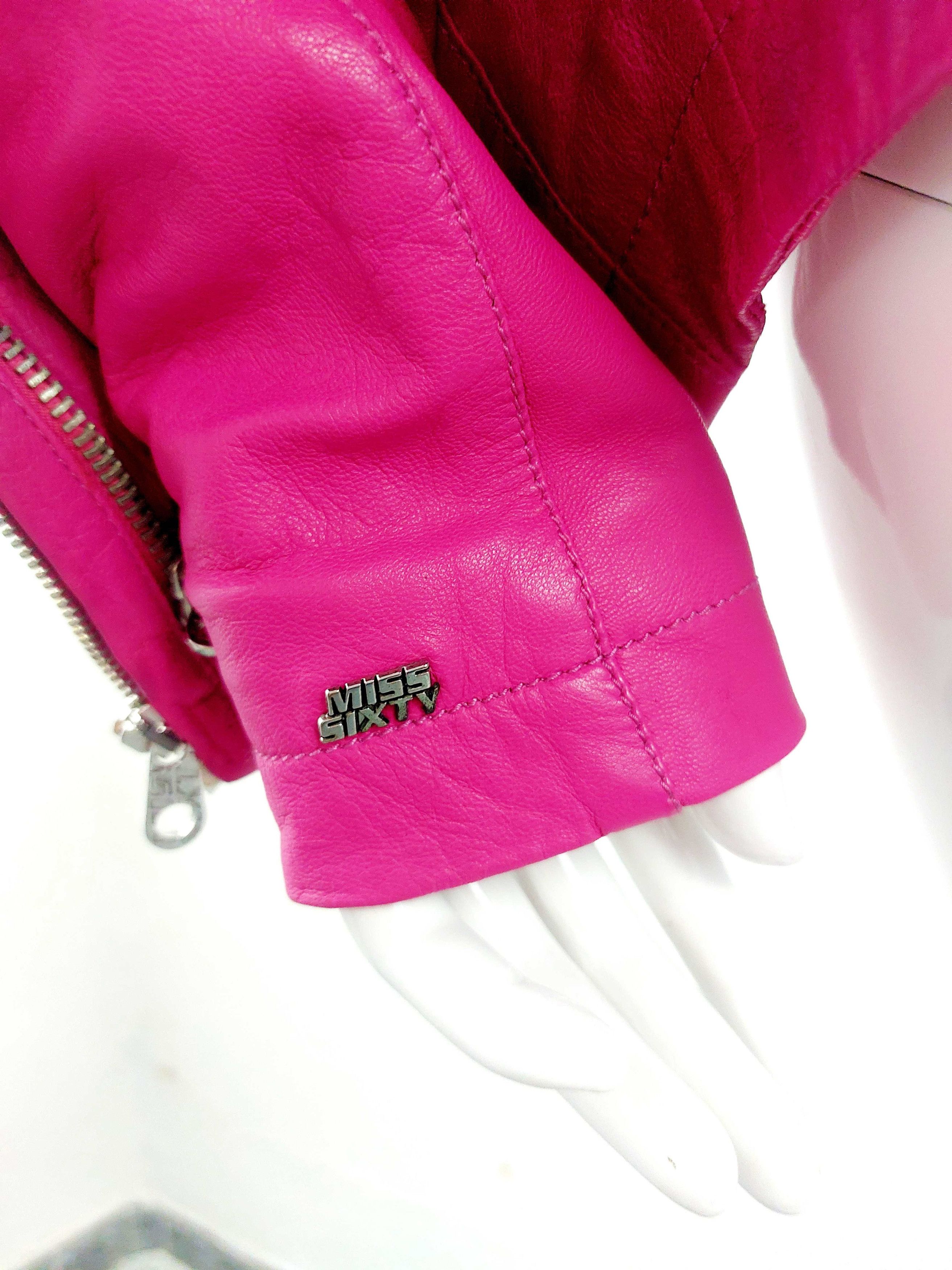 Miss Sixty Miss Sixty Hot Pink Leather Biker Moto Zip Barbie Jacket Size S / US 4 / IT 40 - 10 Thumbnail