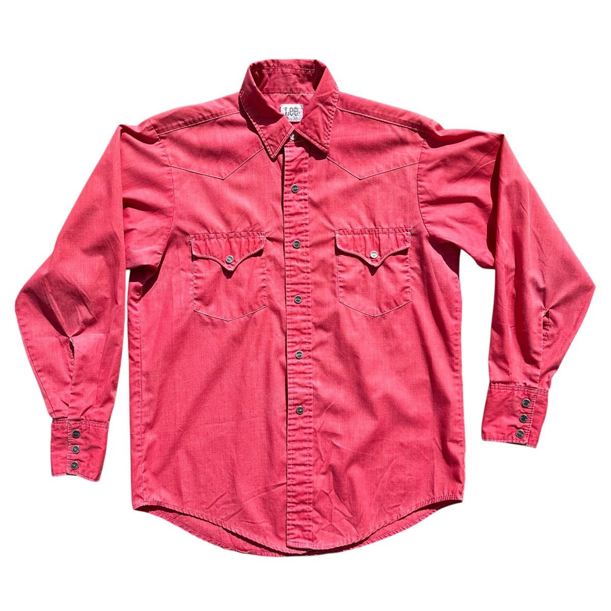 Vintage 70s Lee Red Western Button Up Shirt Metal Snaps
