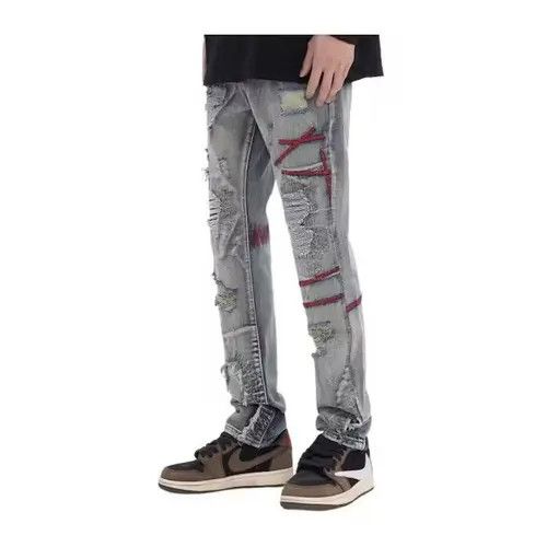 VIBE Patched Distressed Embroidery Blue Denim Jeans Size US 30 / EU 46 - 3 Thumbnail