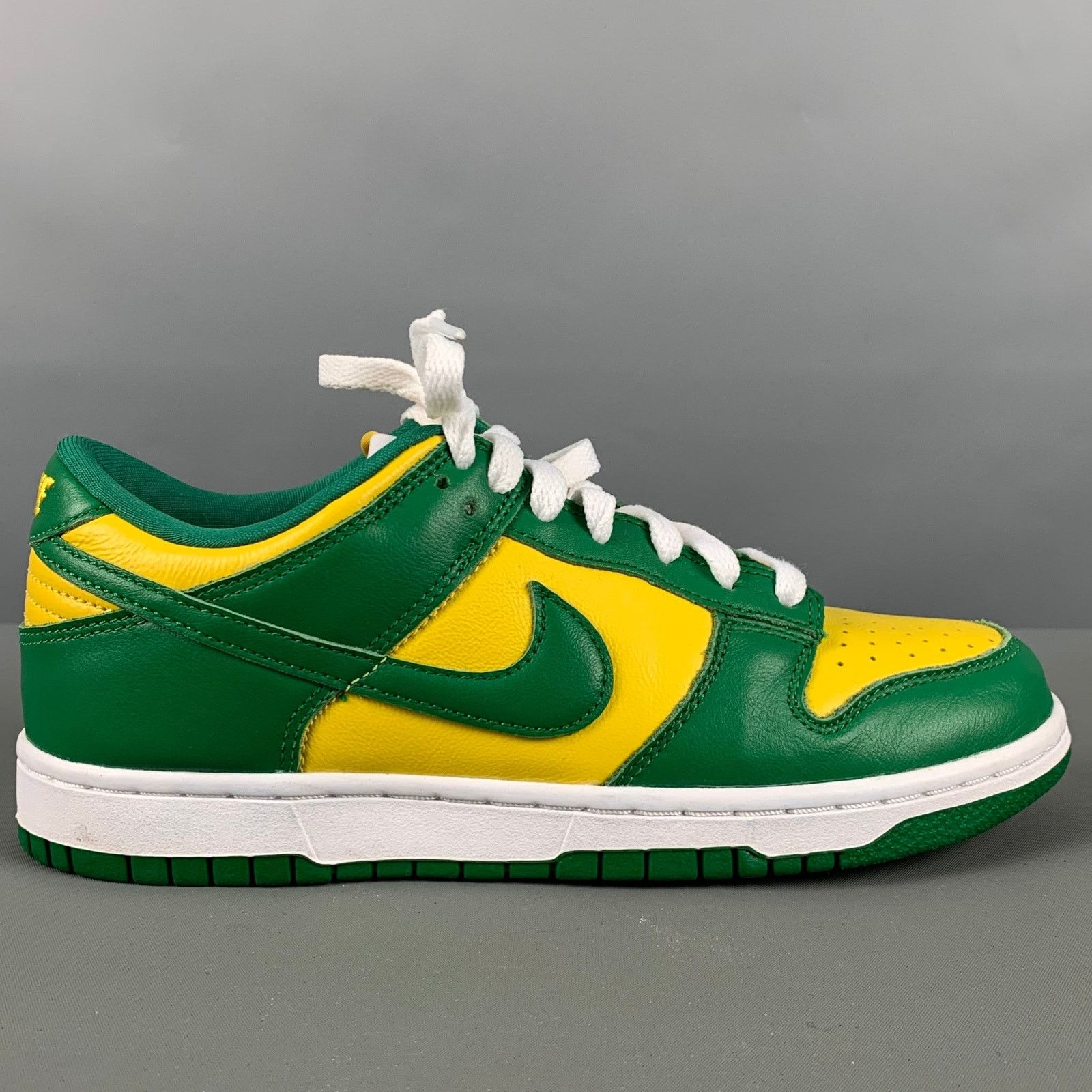 Nike Size 6Y Yellow Green Color Block Leather Low Top Sneakers Size US 6 / EU 39 - 2 Thumbnail