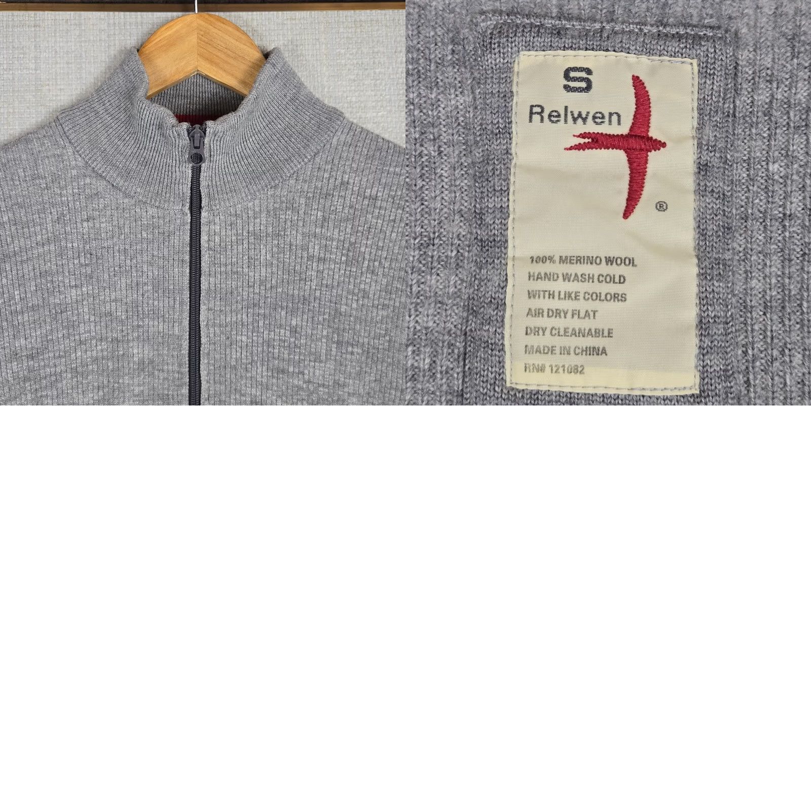 Relwen Relwen Mens Small 100% Merino Wool Full Zip Sweater Jacket Thick Pockets Gray Size US S / EU 44-46 / 1 - 10 Thumbnail
