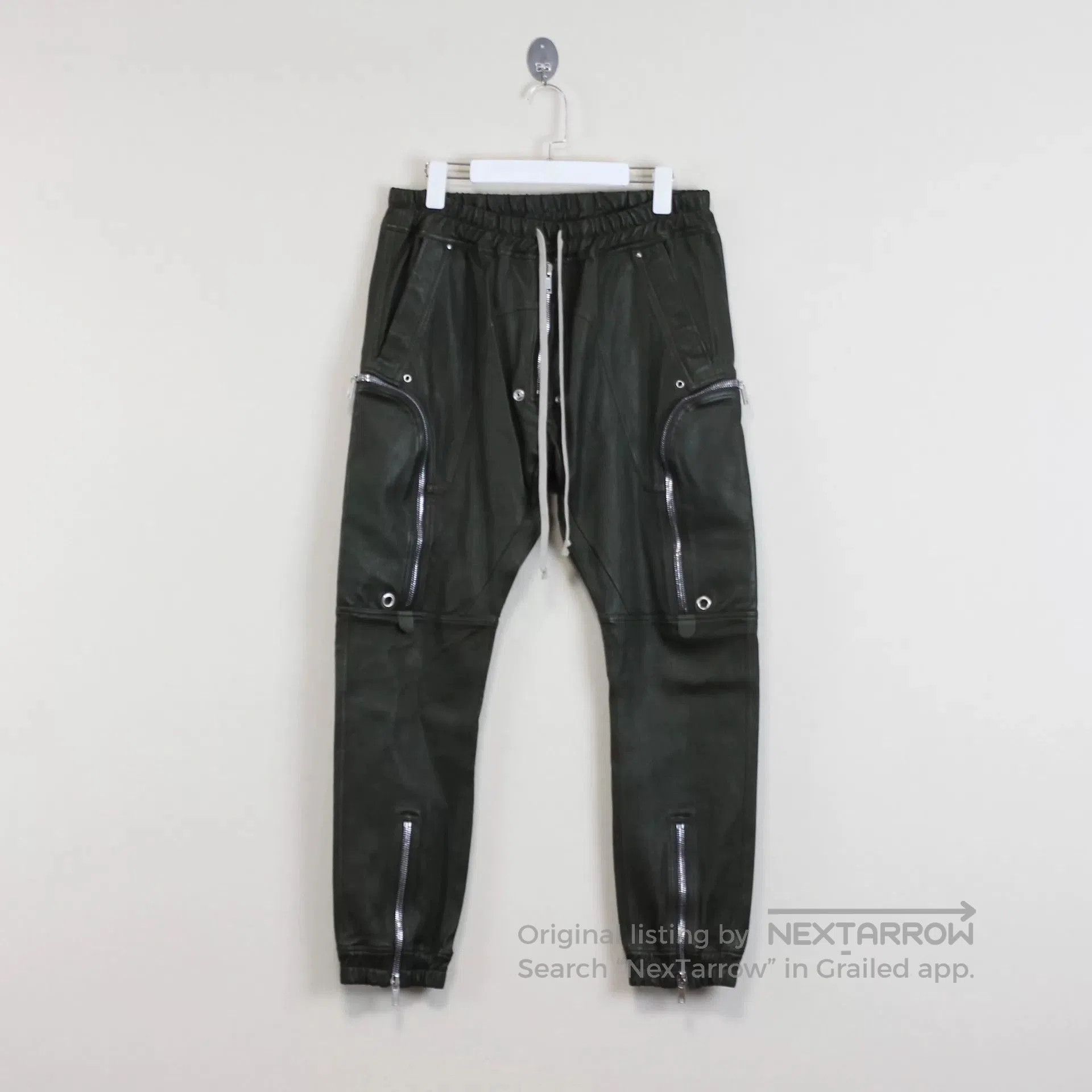 Rick Owens Rick Owens Green Leather Pants with Zippers. Size US 30 / EU 46 - 1 Thumbnail