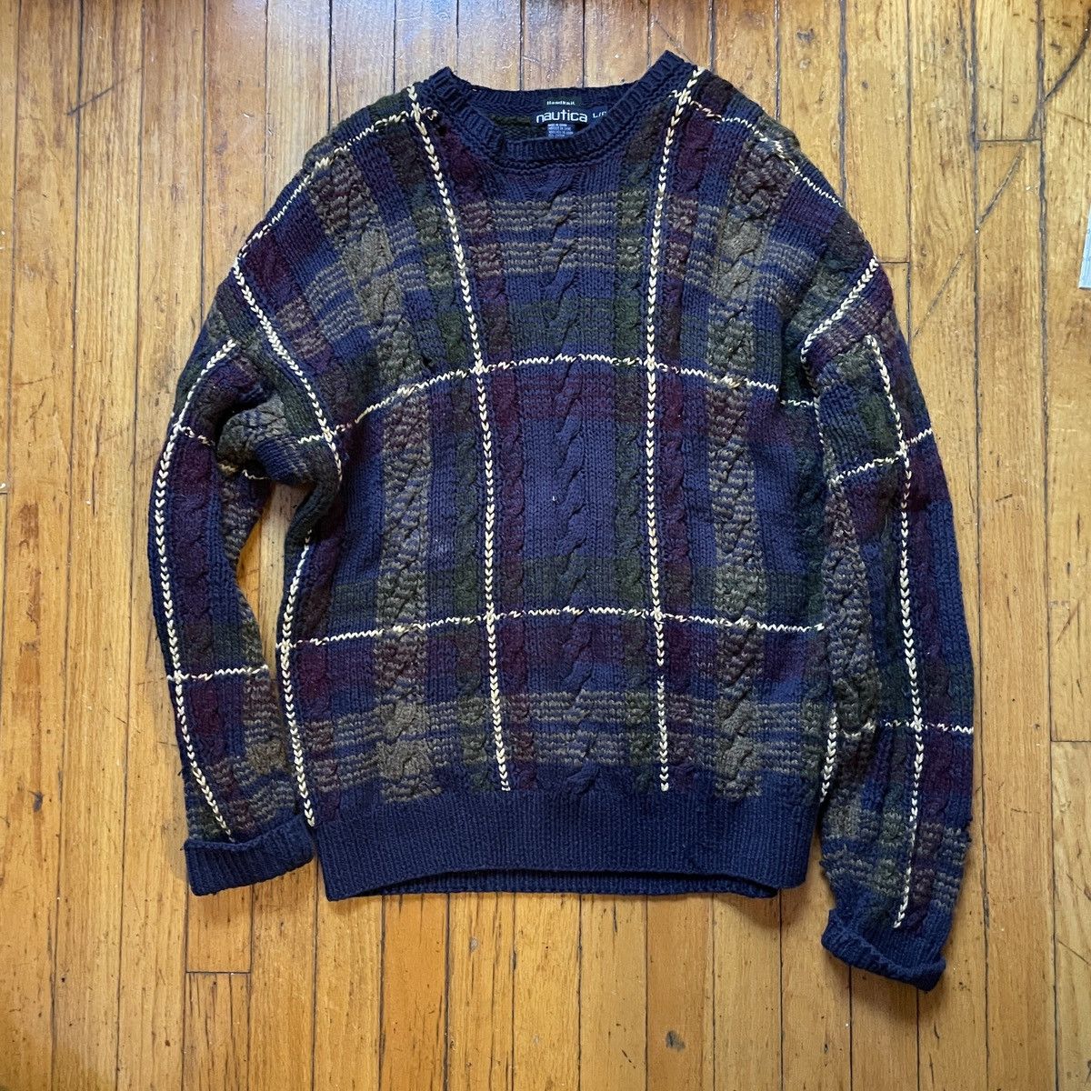 Nautica × Vintage Vintage Nautica Maroon Navy Plaid Knit Sweater Men’s Size L Size US L / EU 52-54 / 3 - 1 Thumbnail