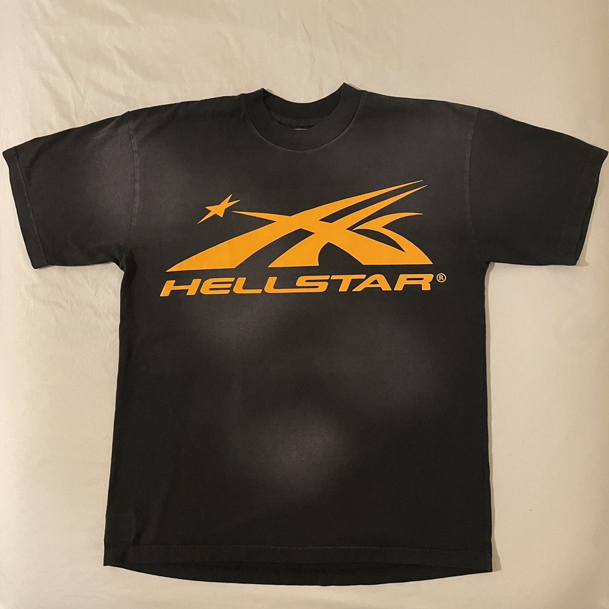 image of Hellstar Black Classic T-Shirt Orange Gel Print Size Xs in Black/Orange, Men's