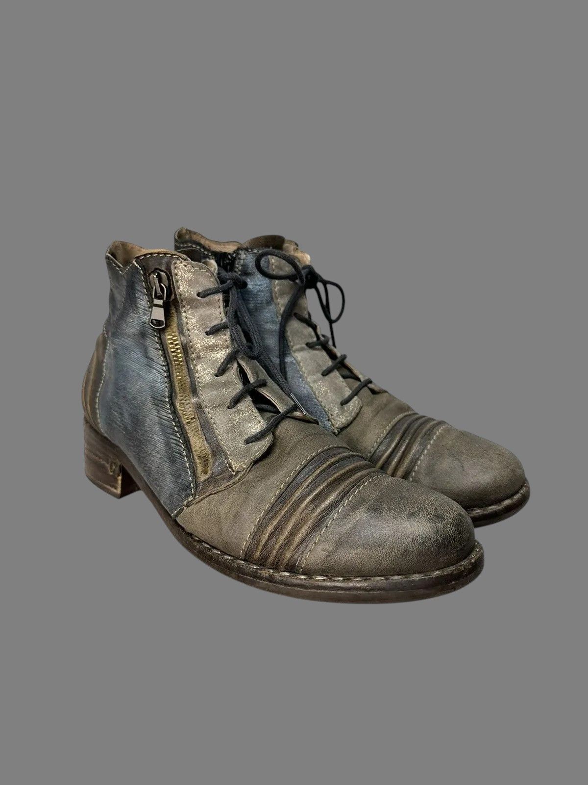 14th Addiction AS 98 Style Italian Leather Boots with Metal Zip Detail Size US 9 / IT 39 - 12 Thumbnail