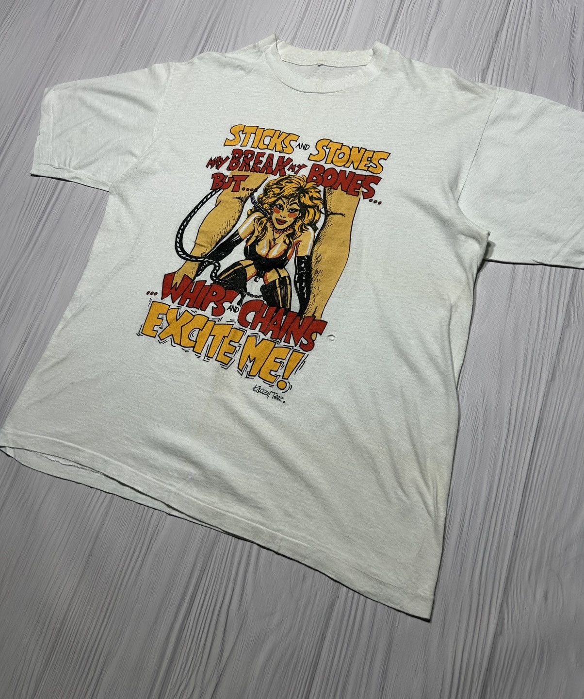Vintage Vintage Adult Sticks and Stones May Break My Bones Sexy Tee Size US L / EU 52-54 / 3 - 2 Thumbnail