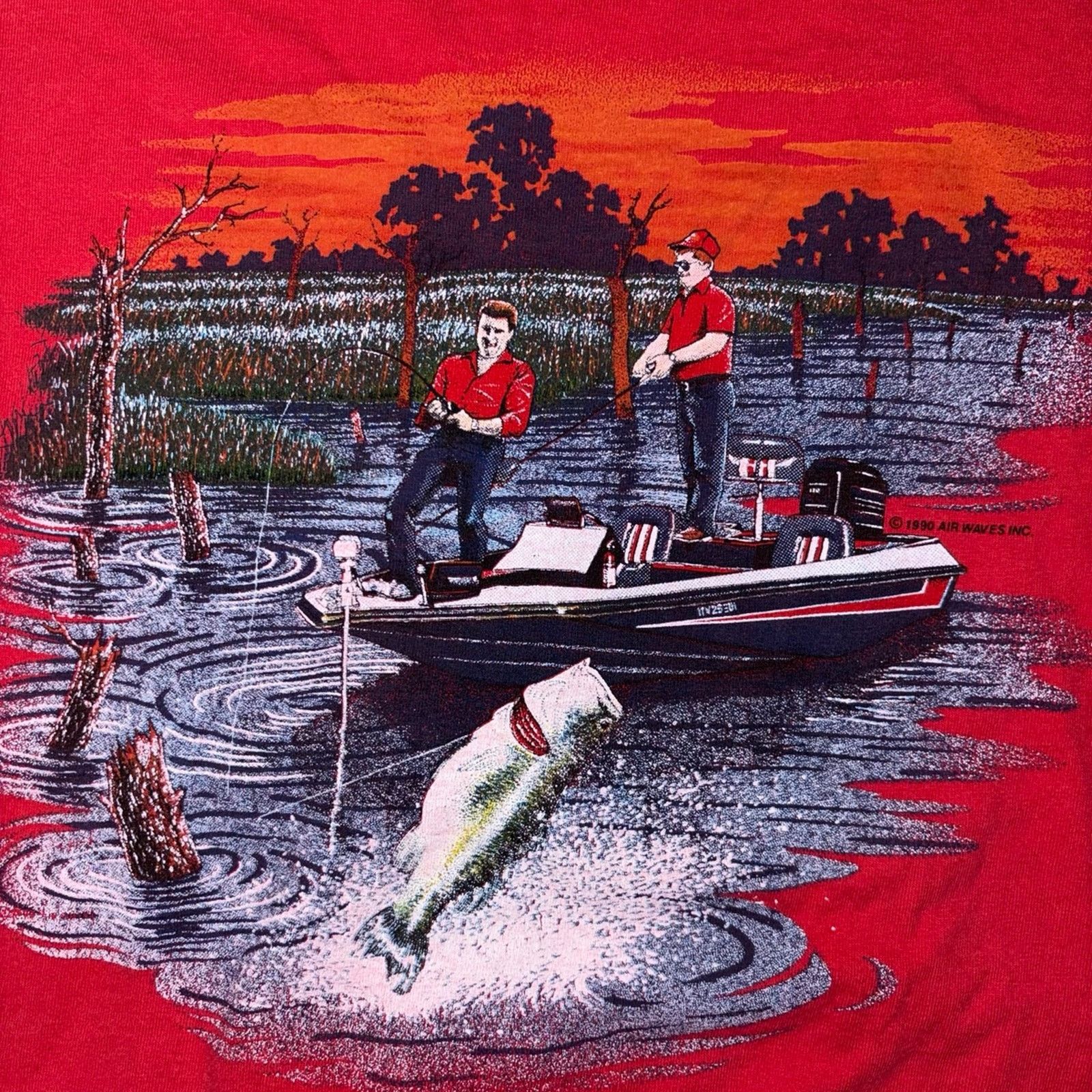 Anvil Vintage 1990 Airwaves shirt fishing XL single stitch Size US XL / EU 56 / 4 - 2 Thumbnail