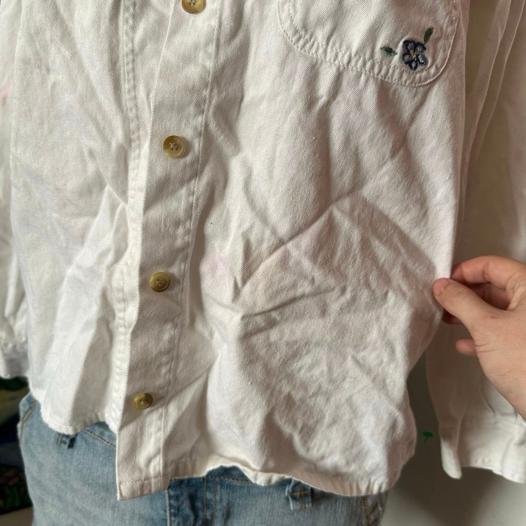 Cherokee cherokee stained white and denim button u long sleeve blouse Size S / US 4 / IT 40 - 2 Thumbnail