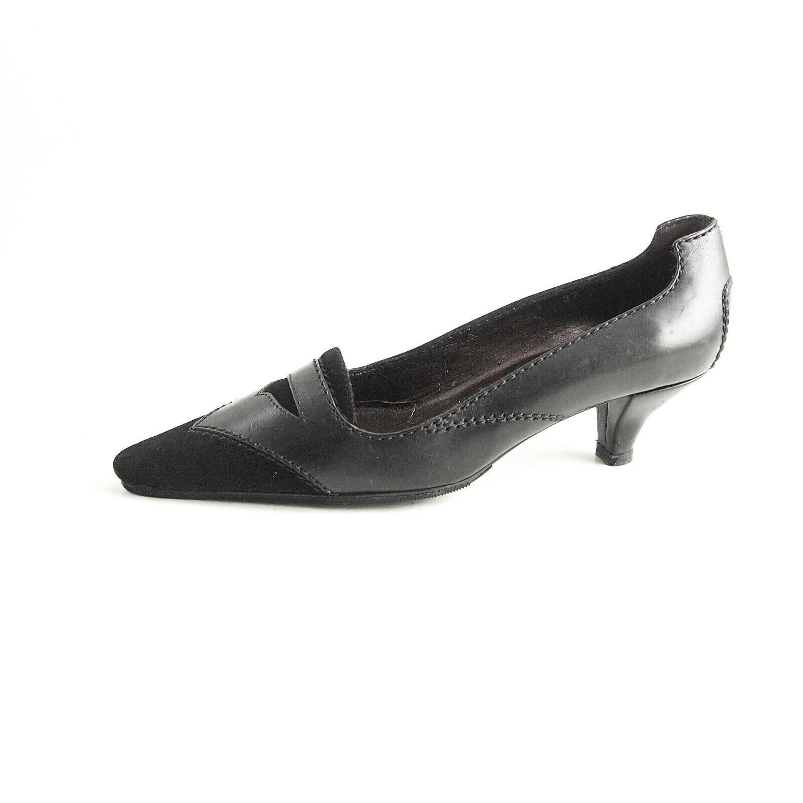 Tod's Tod's Mid Heel Pumps Black Leather Suede US 7 EU 37 $620 Size US 7 / IT 37 - 1 Thumbnail