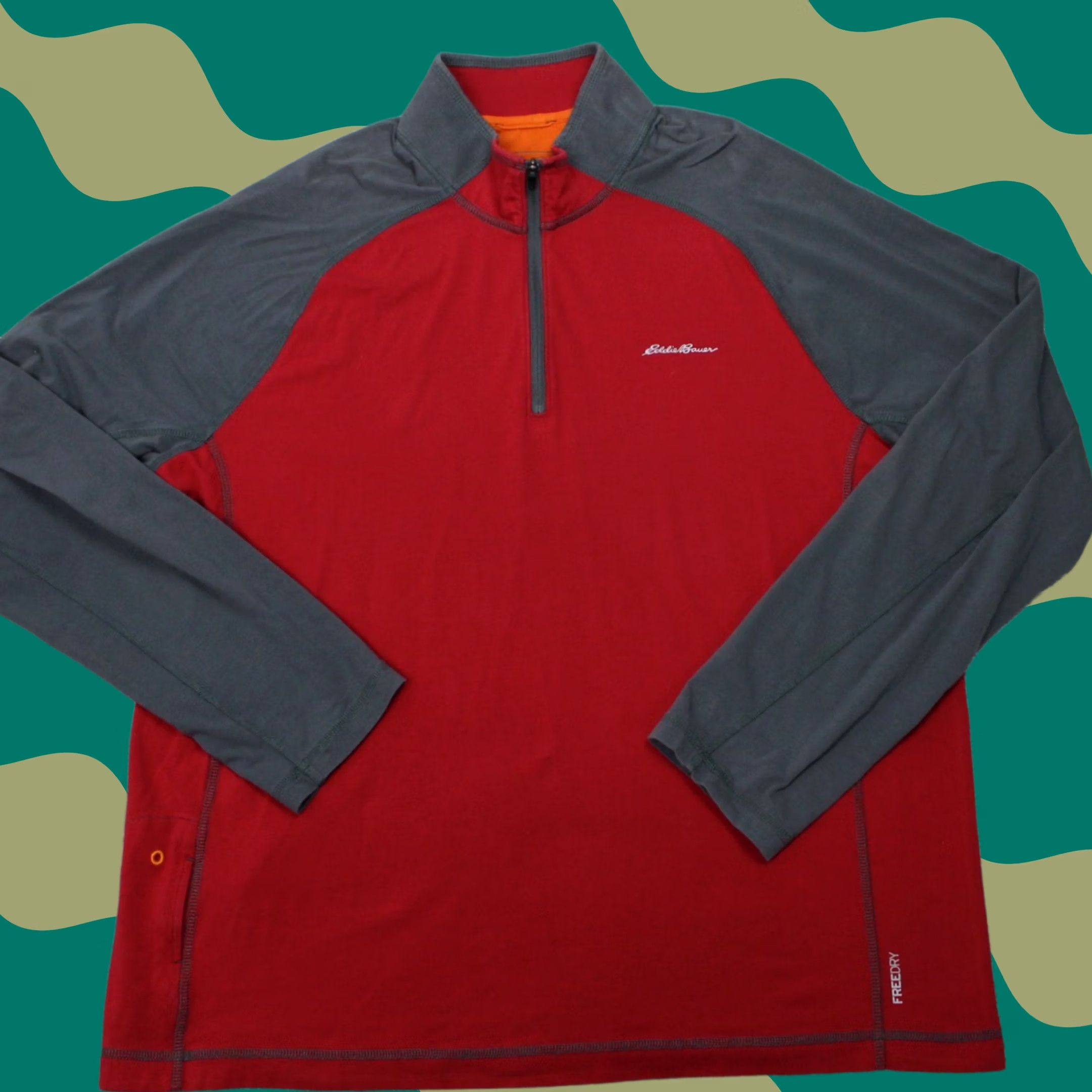 Eddie Bauer Eddie Bauer Sweatshirt Mens XL 1/4 Zip Red/Gray Fleece Pullover Long Sleeve Mock Neck 95% Cotton 5% Spandex Size US XL / EU 56 / 4 - 1 Thumbnail
