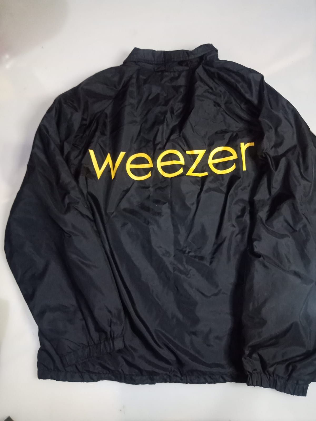 image of Band Tees x Rock Tees Weezer Windbreaker Jacket Size L Fit XL in Black, Men's