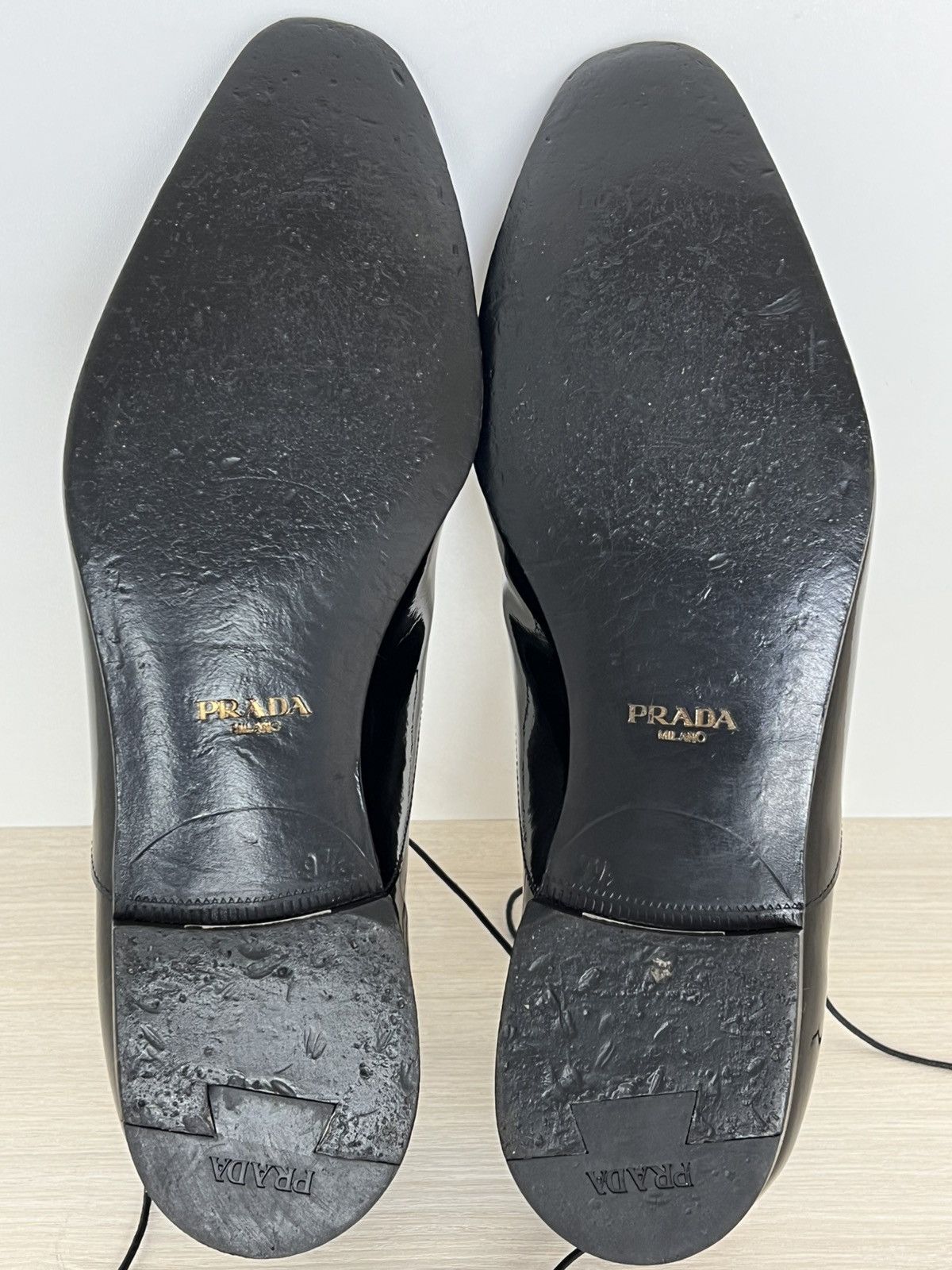 Prada Prada Black Spazzolato Leather Oxfords Size US 10.5 / EU 43-44 - 15 Thumbnail