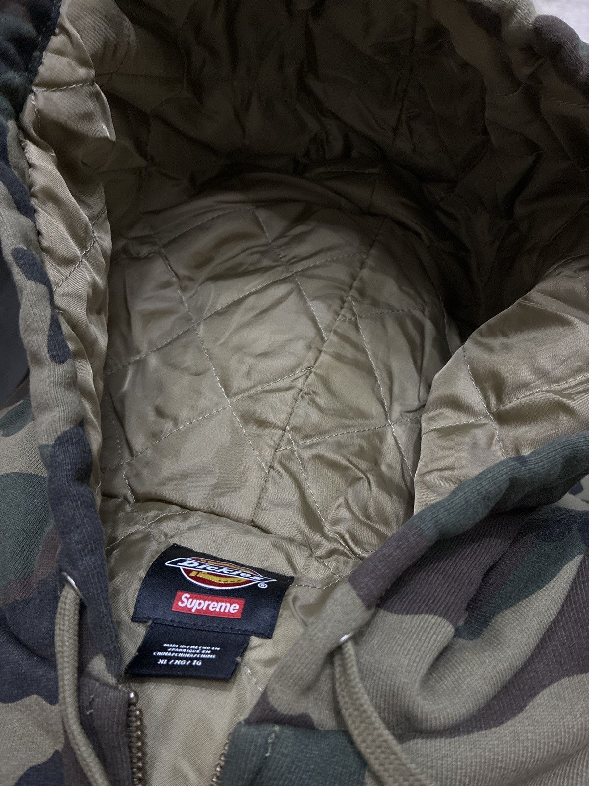 Dickies × Supreme Supreme Dickies Quilted Lined Zip Up Hooded Sweatshirt Camo Size US XL / EU 56 / 4 - 4 Thumbnail
