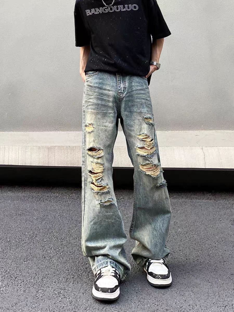 Designer × Jean × Vintage baggy vintage wash ripped Y2K jeans Size US 34 / EU 50 - 2 Thumbnail