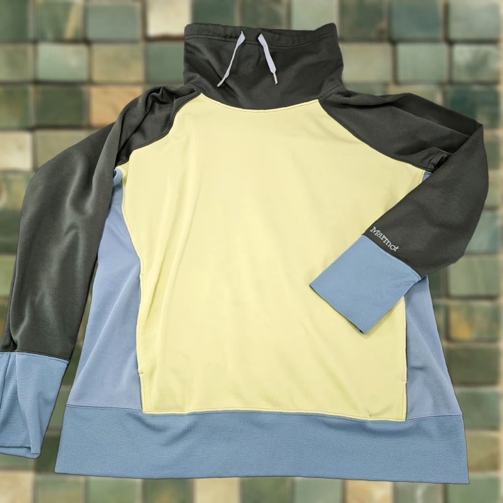 Marmot Marmot Sweatshirt Womens L Yellow Blue Colorblock Funnel Neck Pullover Size L / US 10 / IT 46 - 1 Thumbnail